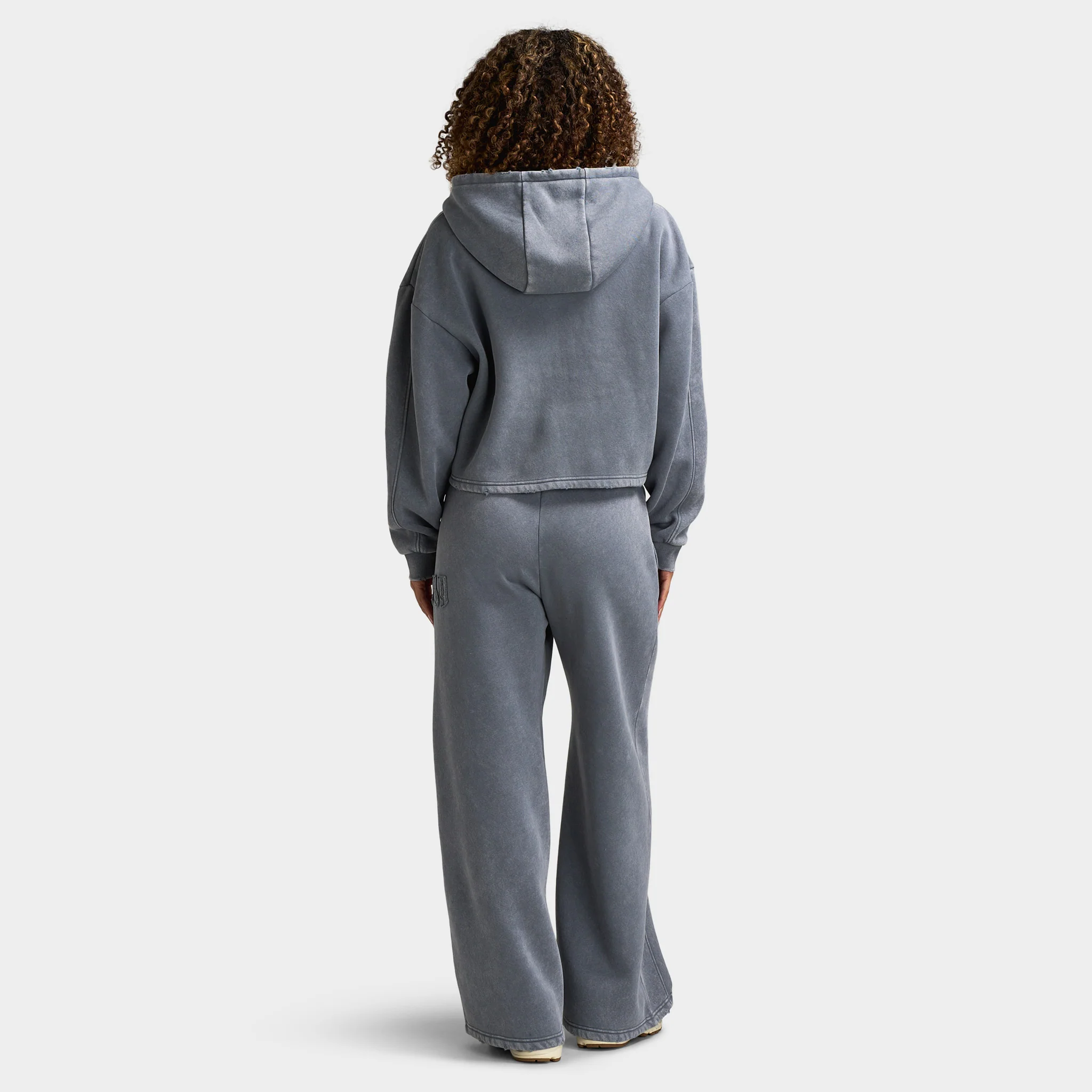 Supply & Demand Women's Raw Boxy Full Zip Hoodie / Grey Shingles - Image 5
