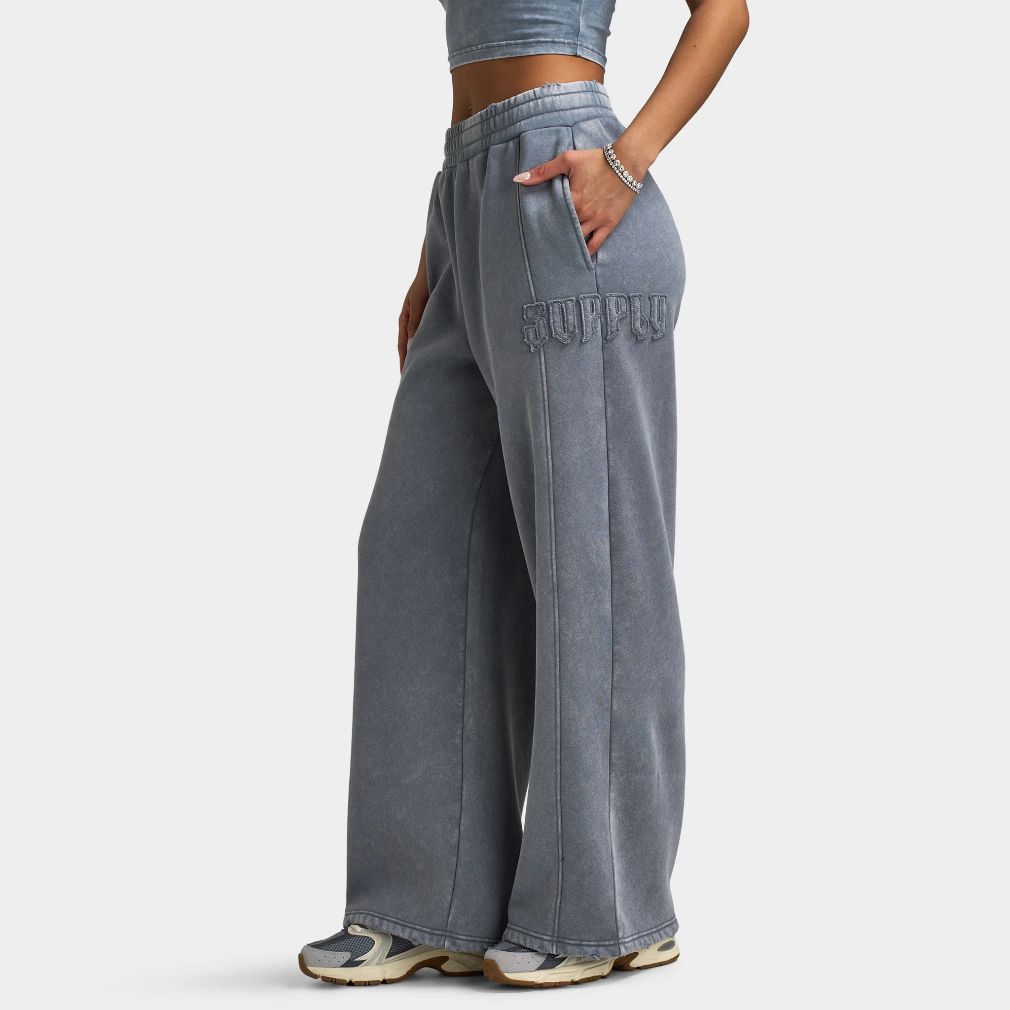 Supply & Demand Women's Raw Wide Leg Joggers / Grey Shingles - Image 3