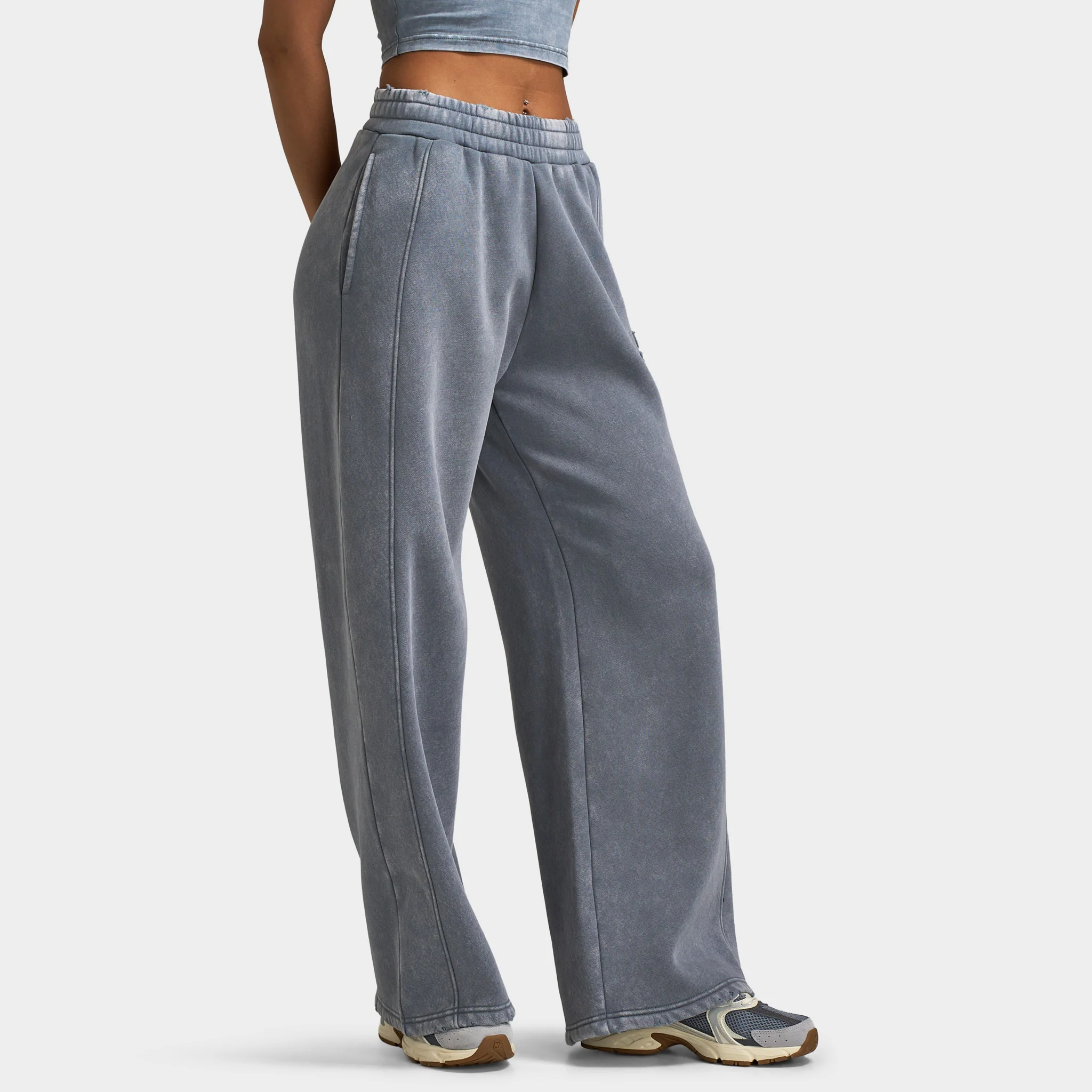 Supply & Demand Women's Raw Wide Leg Joggers / Grey Shingles - Image 4