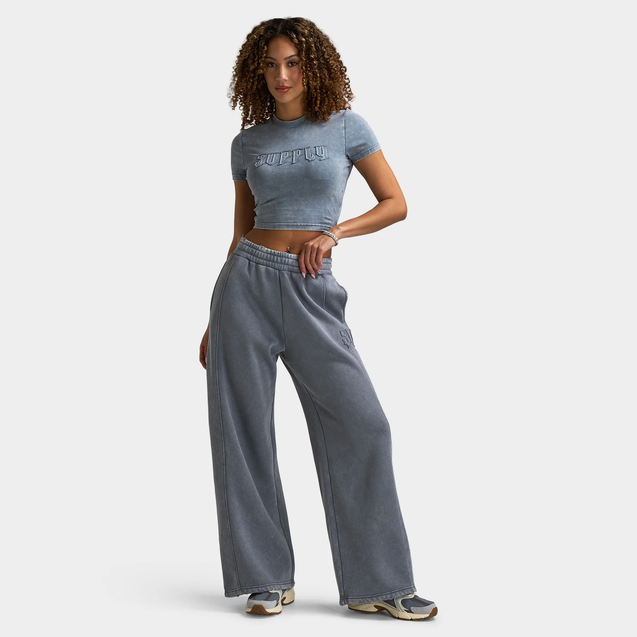Supply & Demand Women's Raw Wide Leg Joggers / Grey Shingles - Image 6