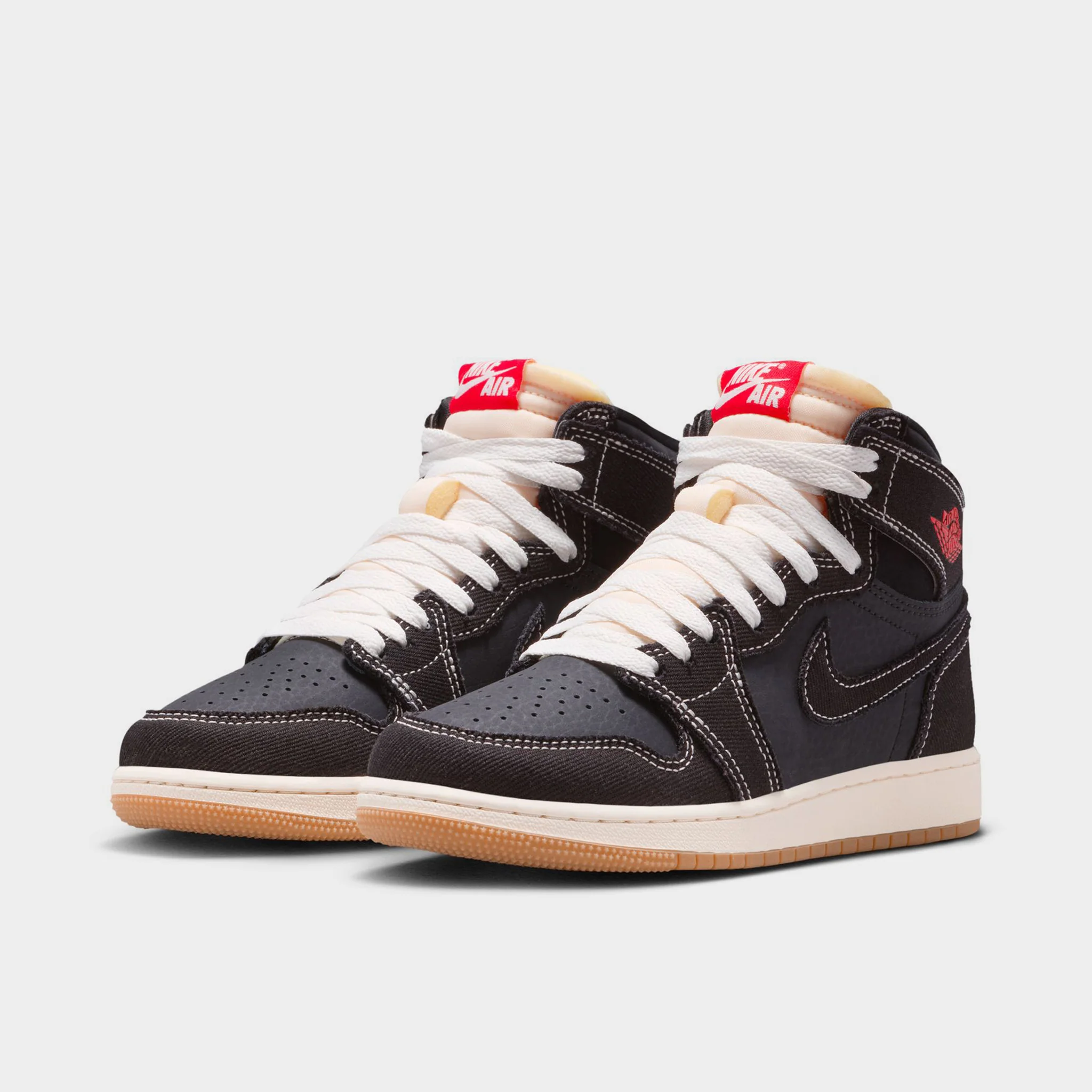 Jordan 1 High OG Retro GS Black / University Red - Sail - Image 2