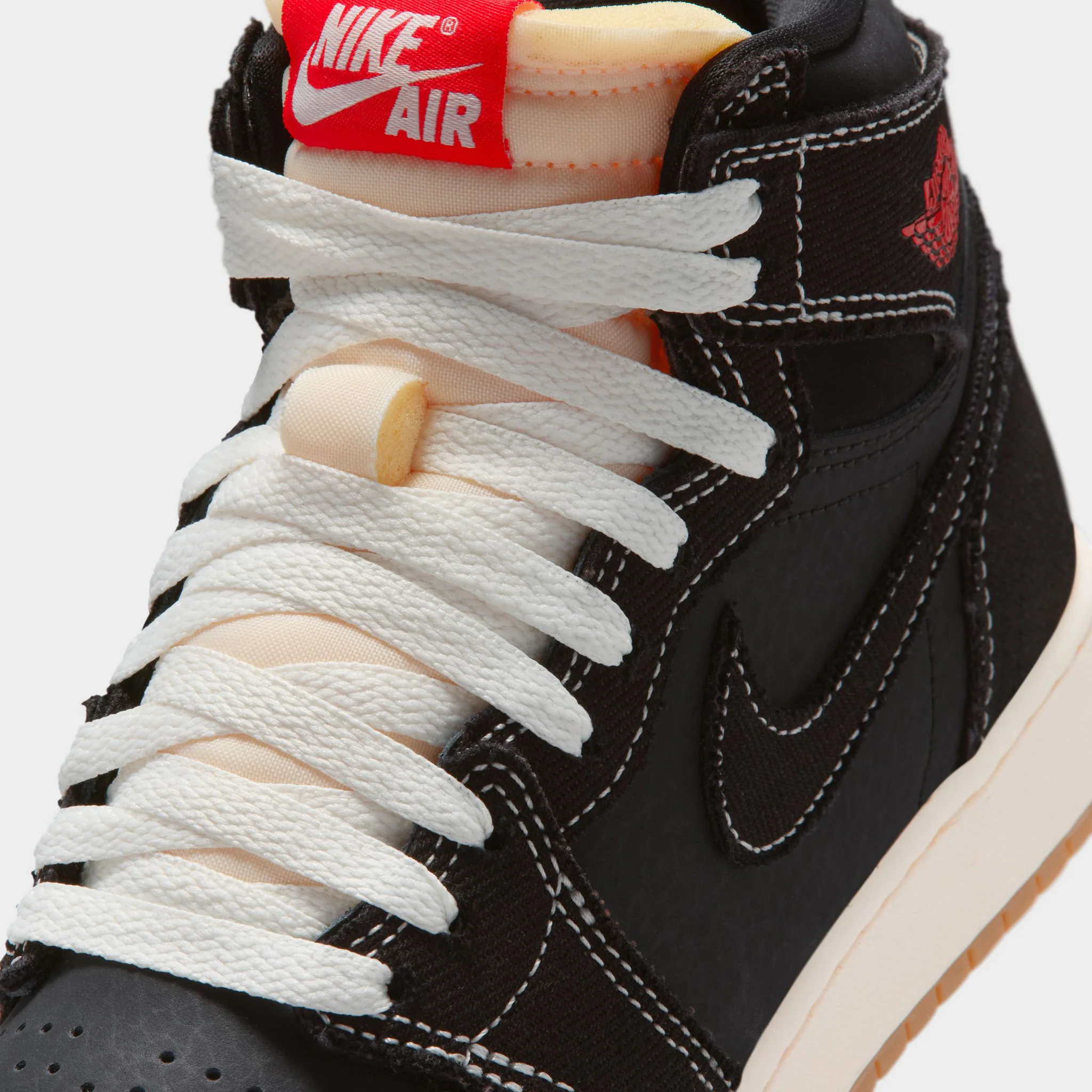 Jordan 1 High OG Retro GS Black / University Red - Sail - Image 3