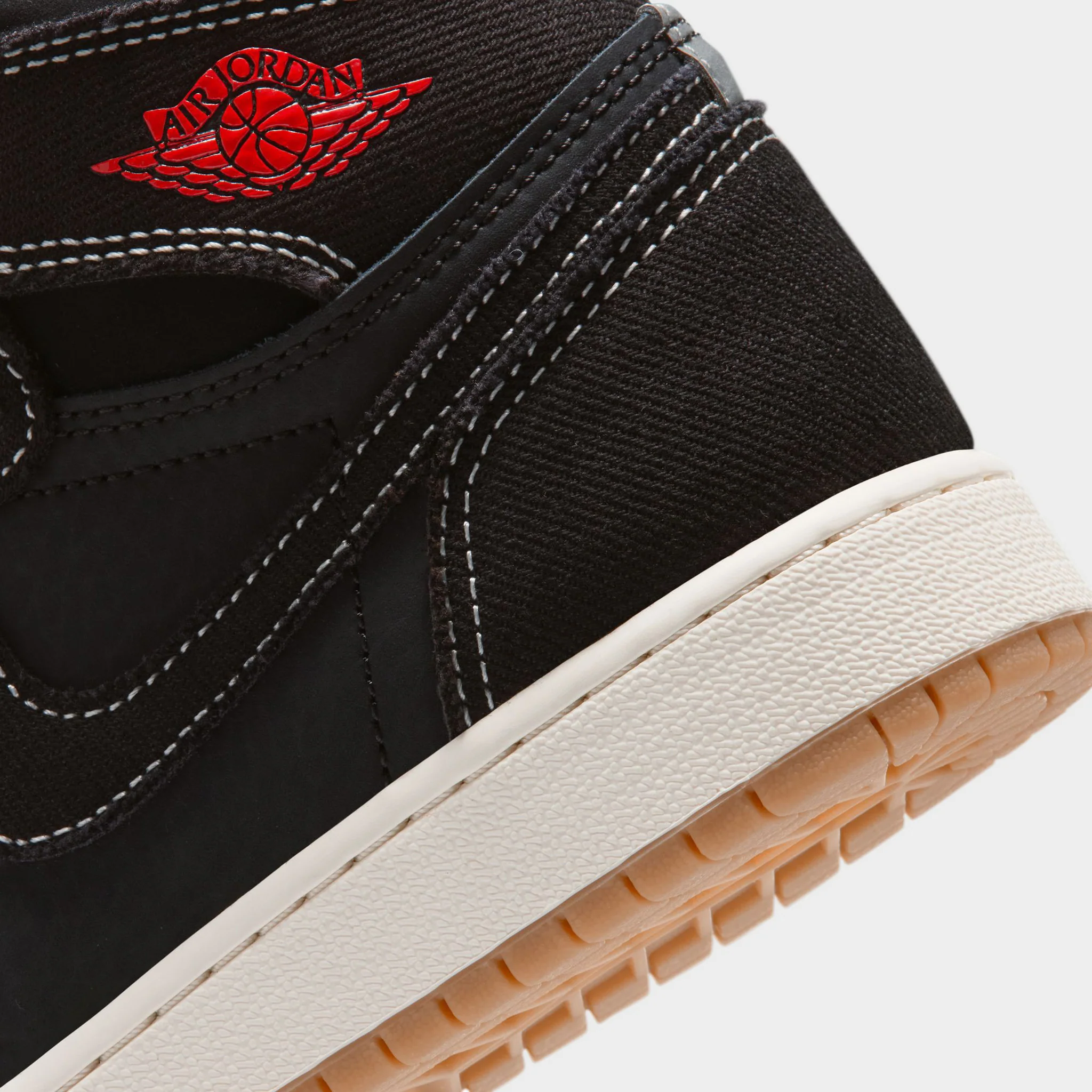 Jordan 1 High OG Retro GS Black / University Red - Sail - Image 4