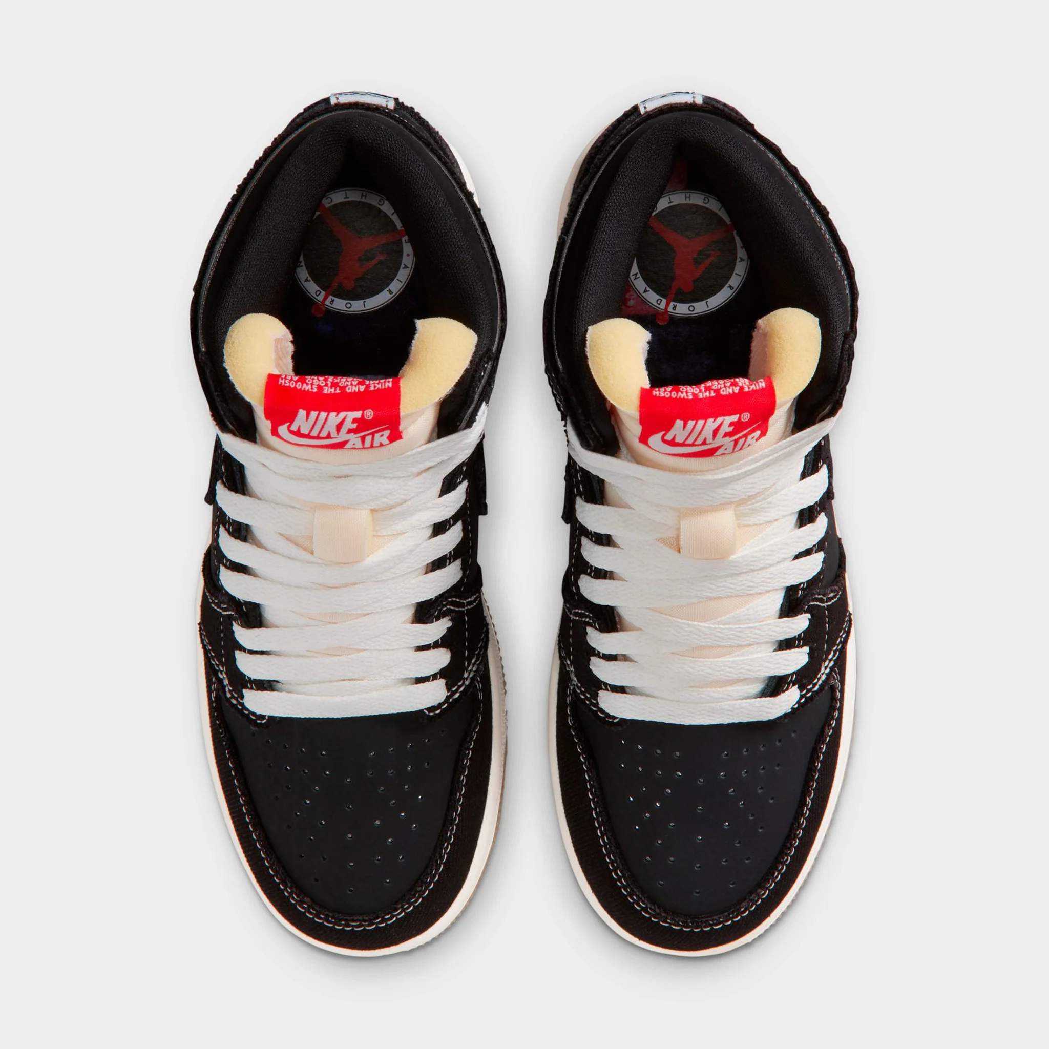 Jordan 1 High OG Retro GS Black / University Red - Sail - Image 6