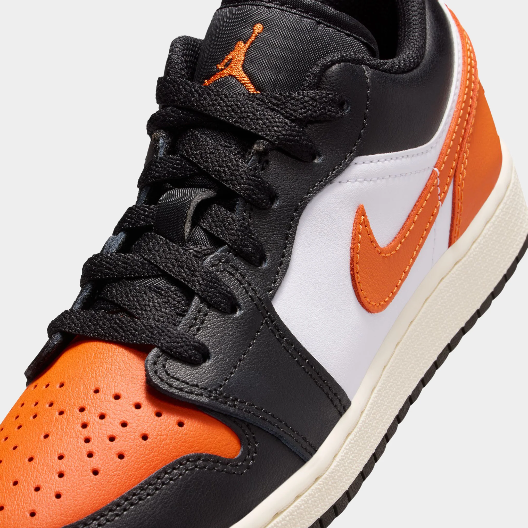 Jordan 1 Low GS Black / Starfish - White - Image 3