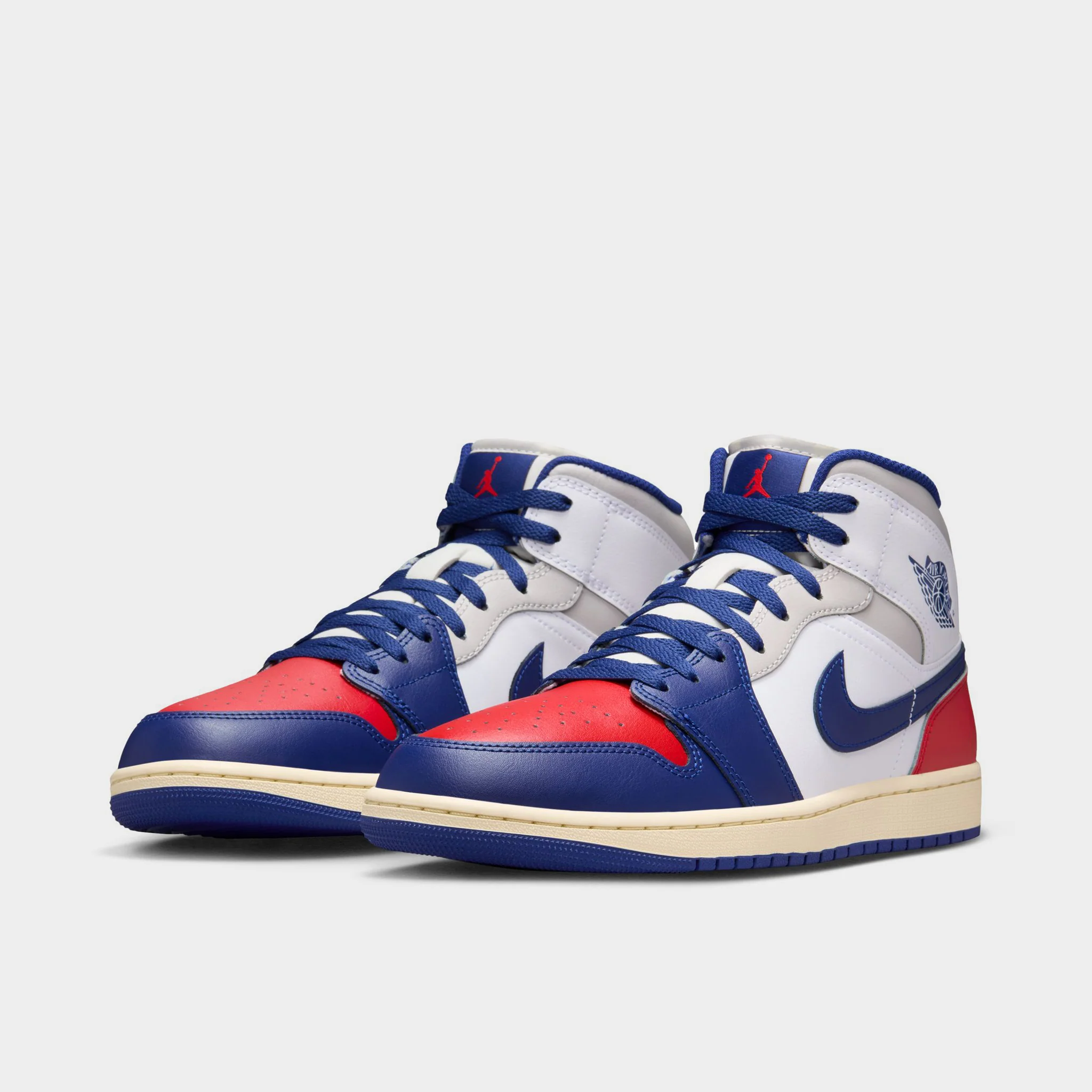 Jordan 1 Mid White / Deep Royal Blue - University Red - Image 2