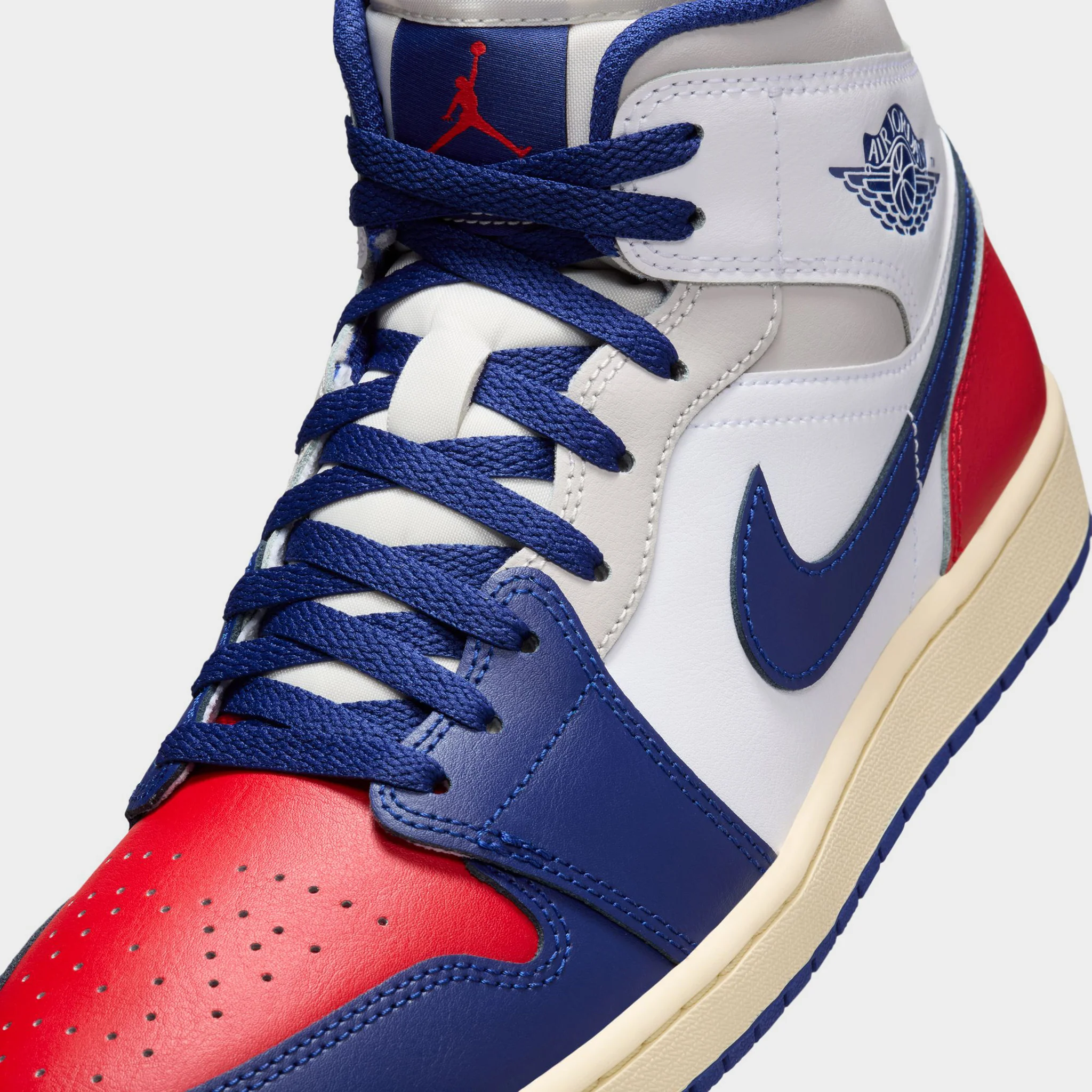 Jordan 1 Mid White / Deep Royal Blue - University Red - Image 3