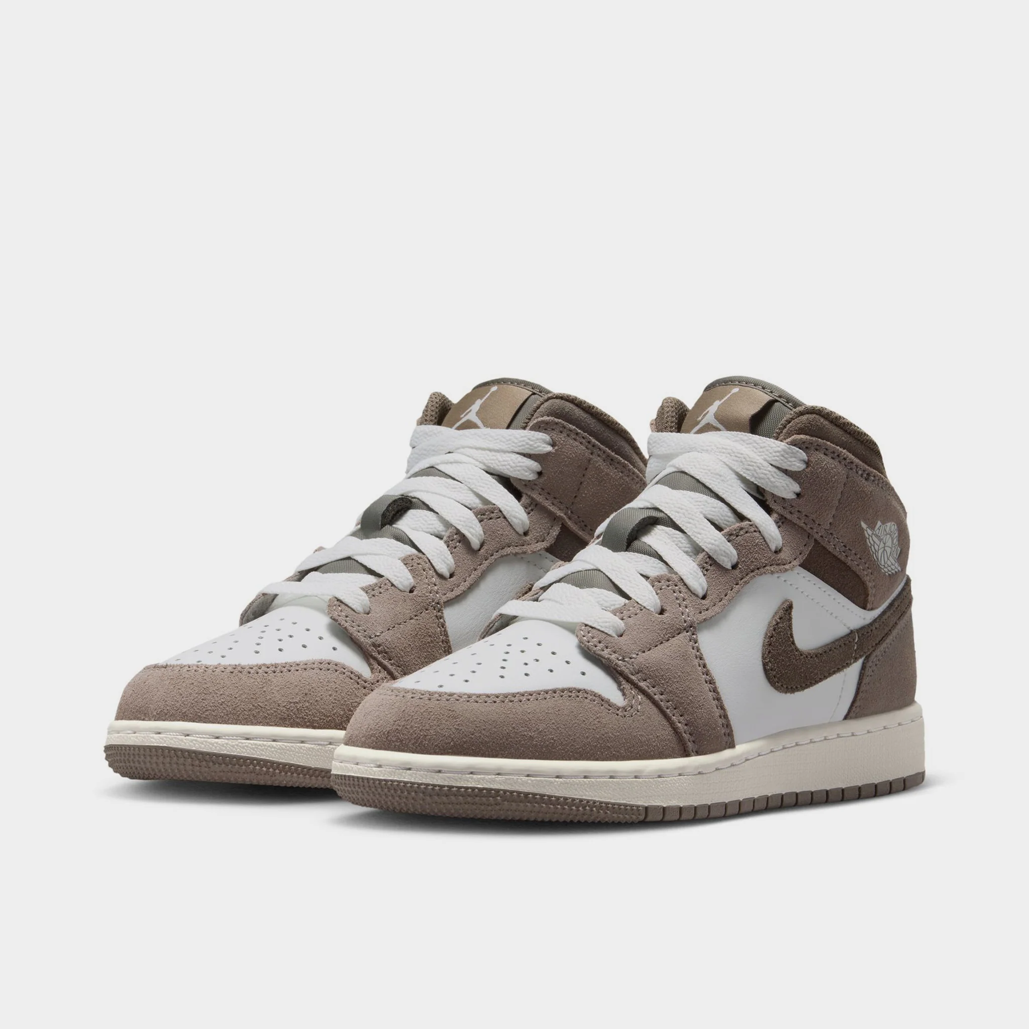 Jordan 1 Mid GS Enigma Stone / Olive Grey - Summit White - Image 2