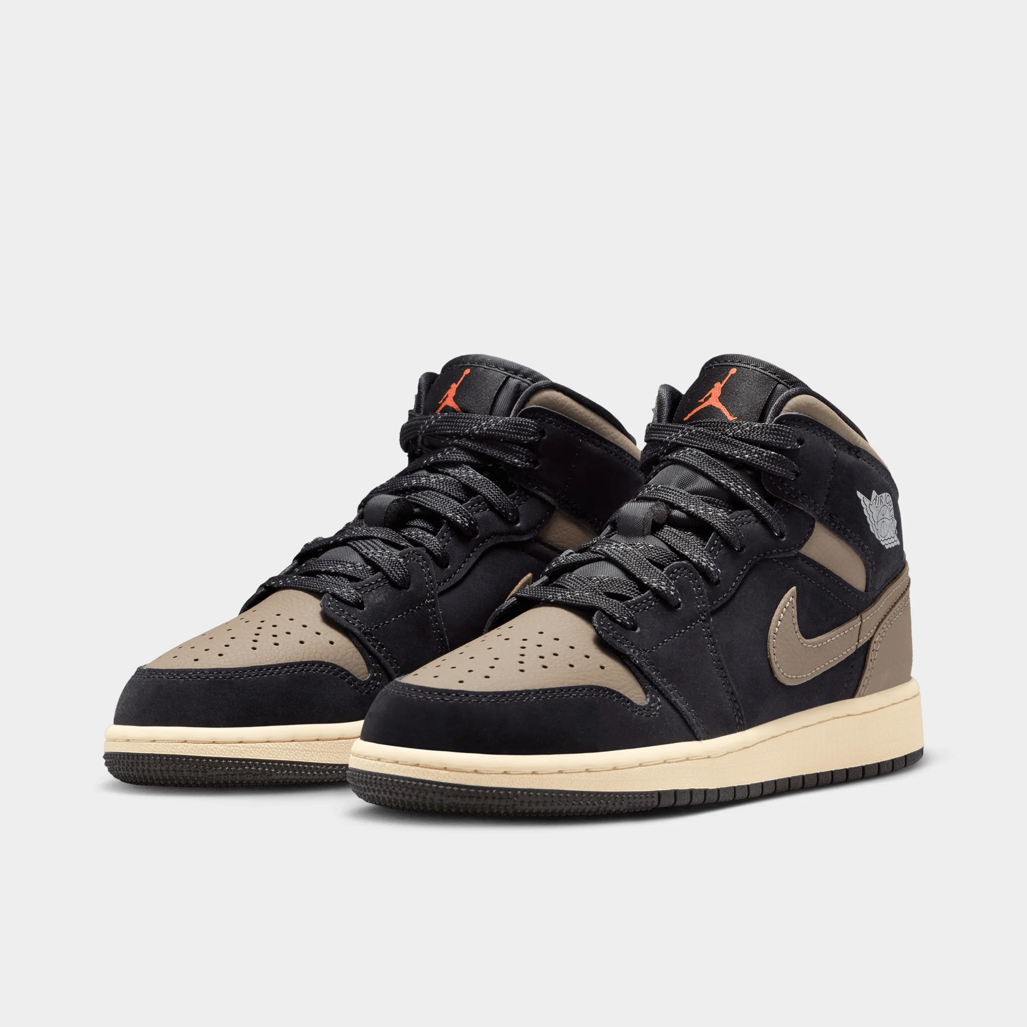 Jordan 1 Mid SE GS Black / Olive Grey - Light Wild Mango - Image 2