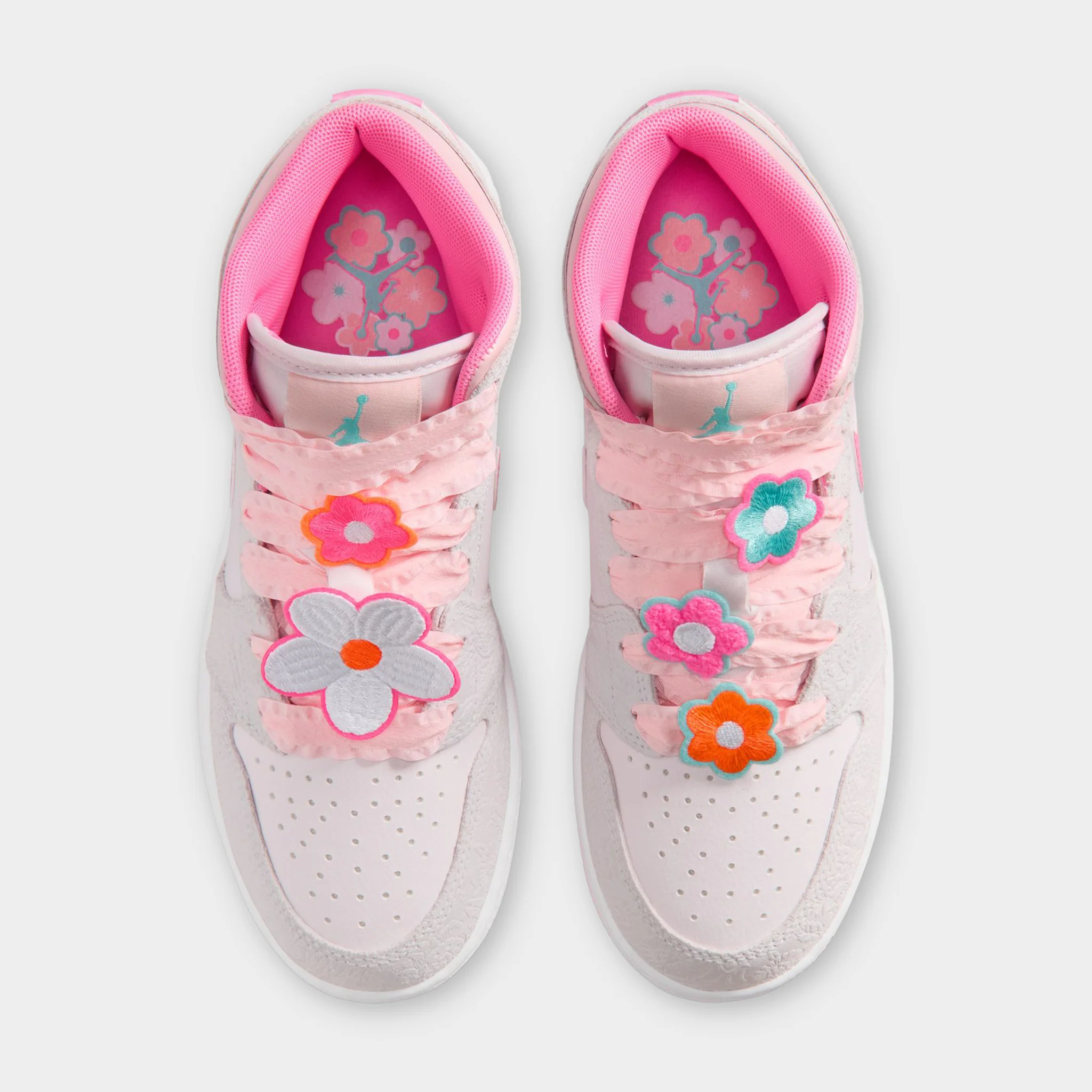 Jordan 1 Mid SE GS Vast Grey / Pink Glow - Sail - Image 7