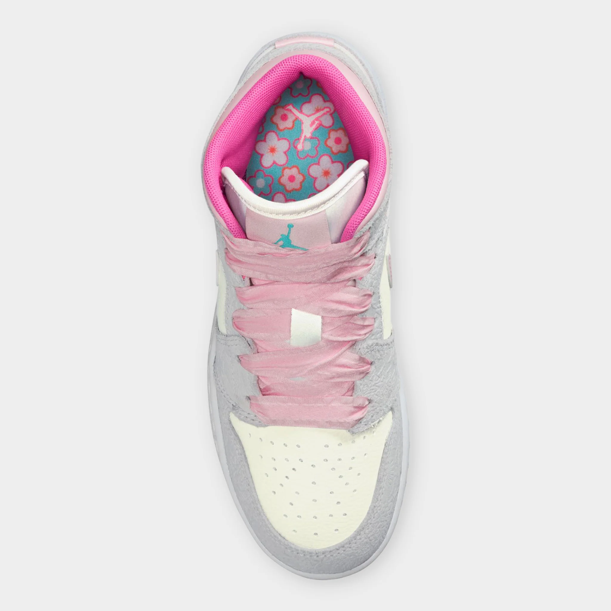 Jordan 1 Mid SE GS Vast Grey / Pink Glow - Sail - Image 8