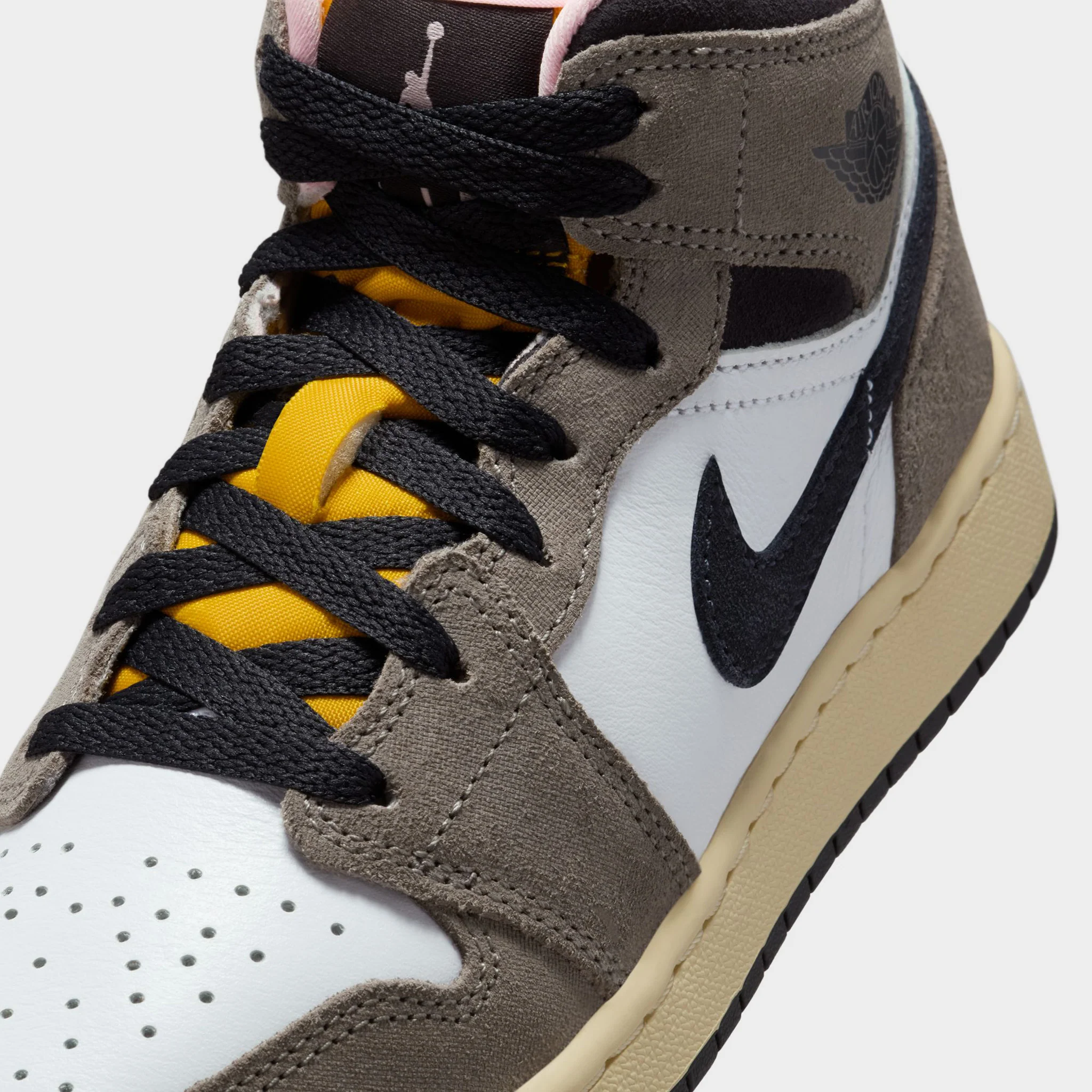 Jordan 1 Mid SE GS White / Oil Grey - Cave Stone - Image 3