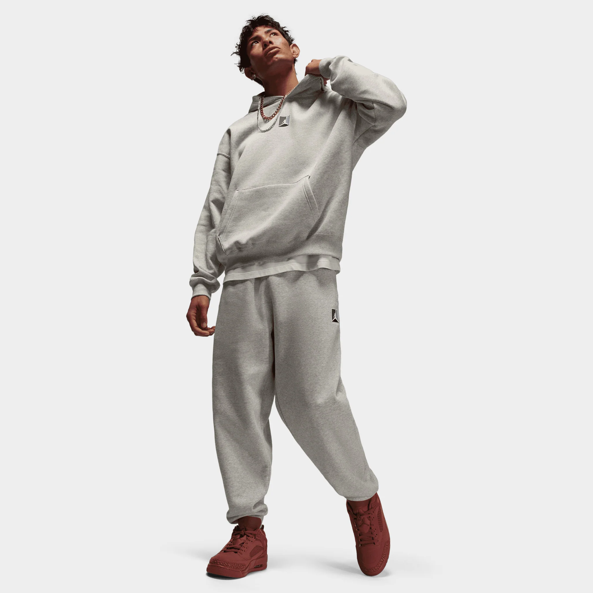 Jordan Brooklyn Fleece Graphic Hoodie / Grey Heather - Image 6
