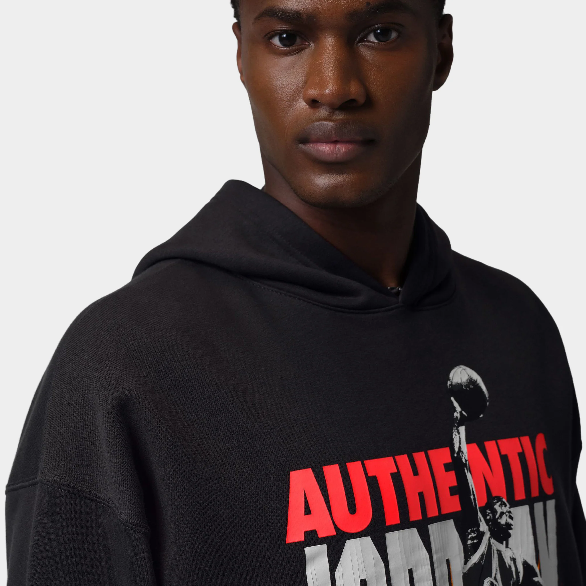 Jordan Brooklyn Fleece Hoodie Off Noir / Infrared 23 - Image 3