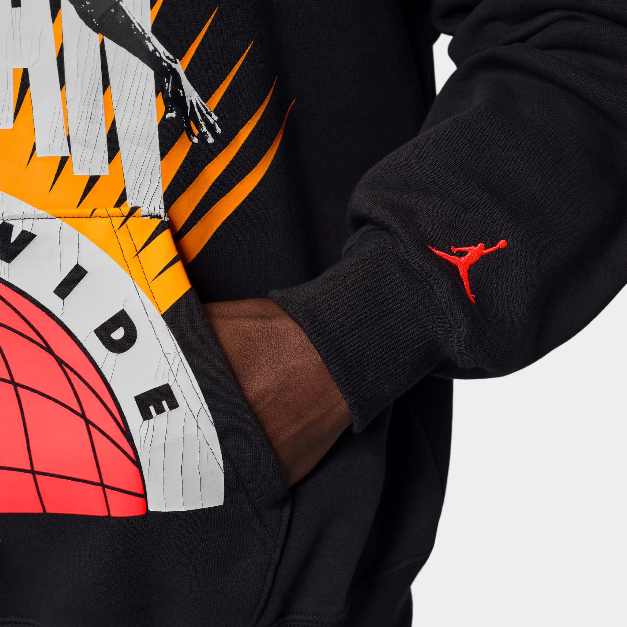 Jordan Brooklyn Fleece Hoodie Off Noir / Infrared 23 - Image 5