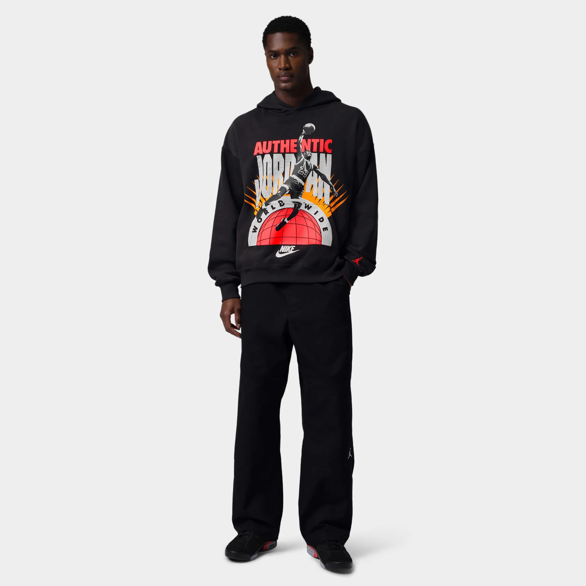 Jordan Brooklyn Fleece Hoodie Off Noir / Infrared 23 - Image 7