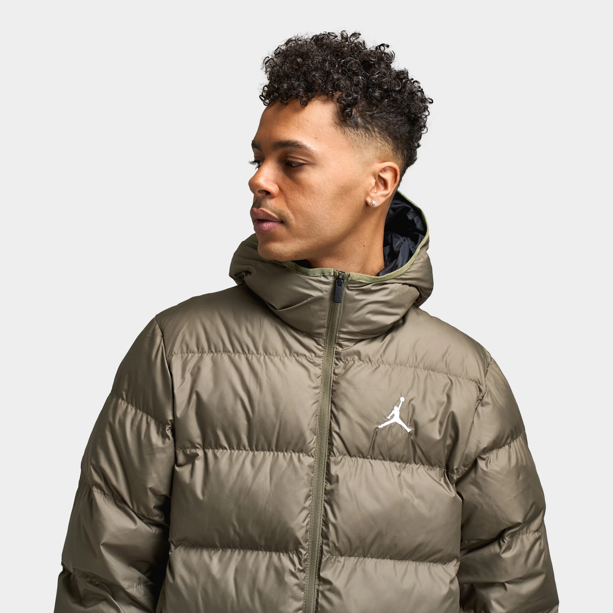 Jordan Brooklyn Puffer Jacket Medium Olive / Black - Image 3