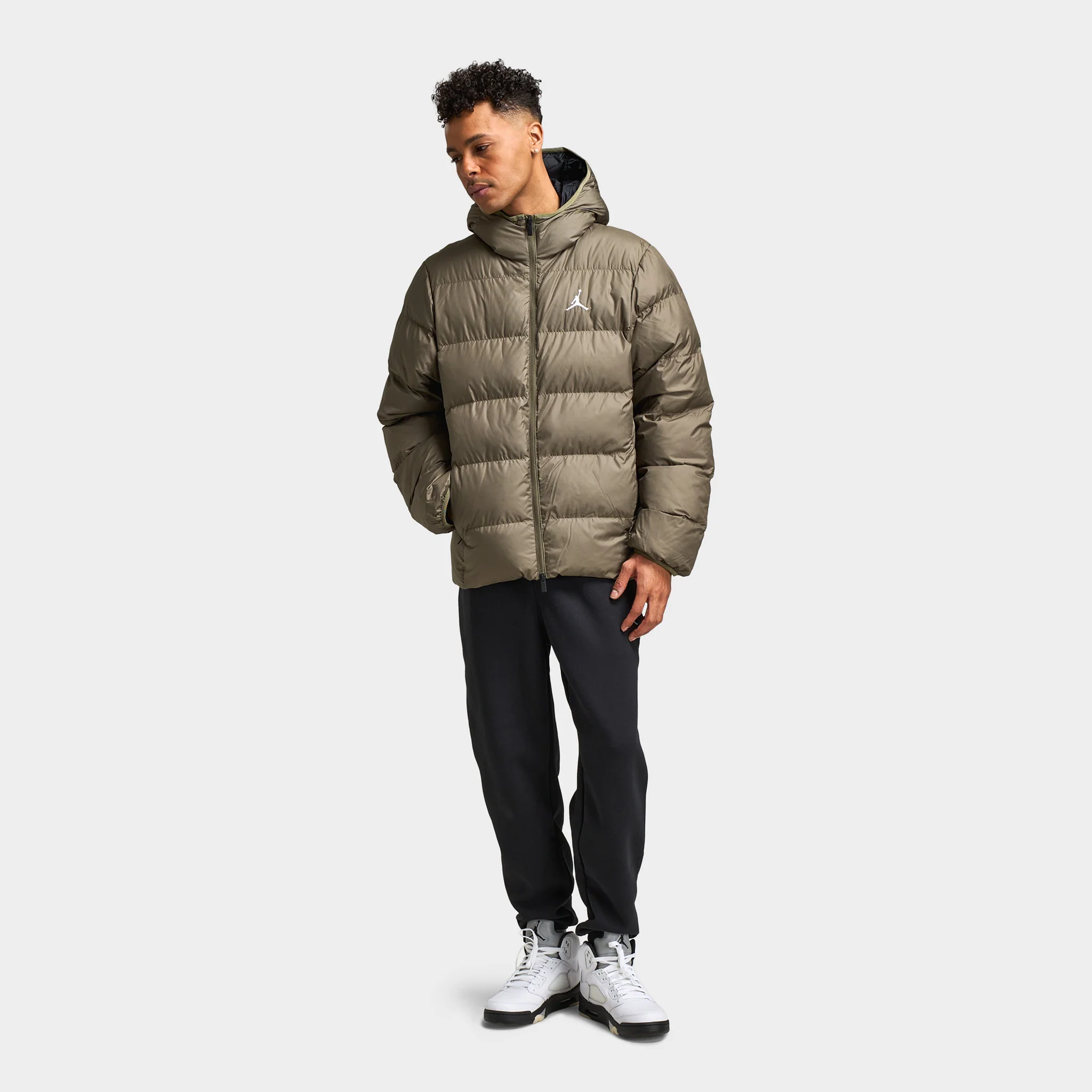 Jordan Brooklyn Puffer Jacket Medium Olive / Black - Image 6