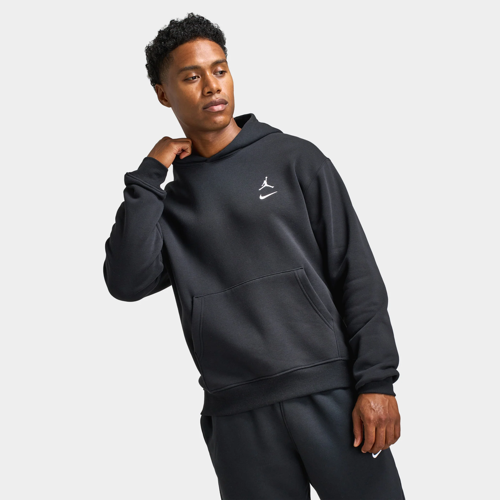 Jordan Brooklyn Varsity Fleece Pullover Hoodie Black / White - Image 3