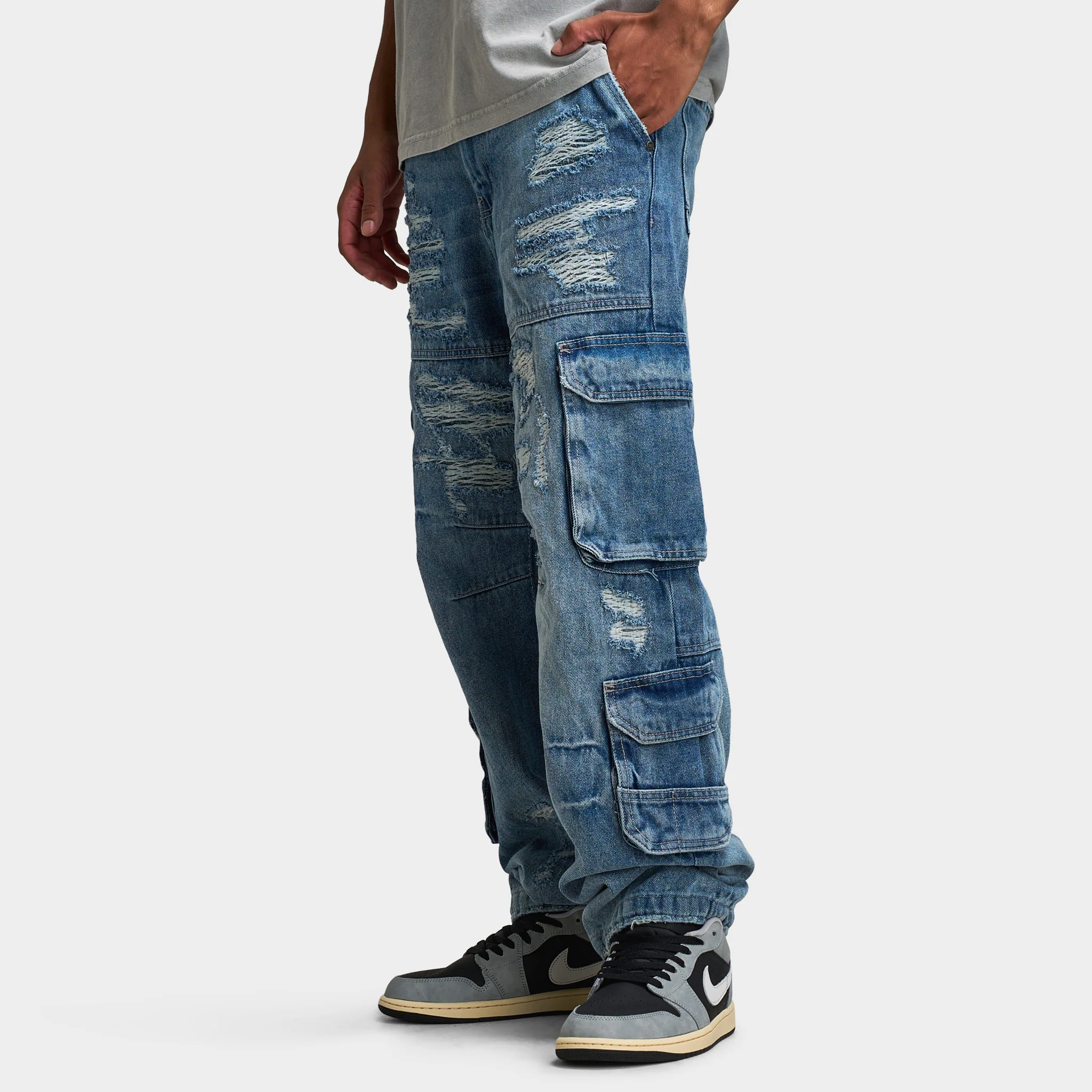 Jordan Craig Brian Rip & Repair Jeans / Aged Wash - Image 3