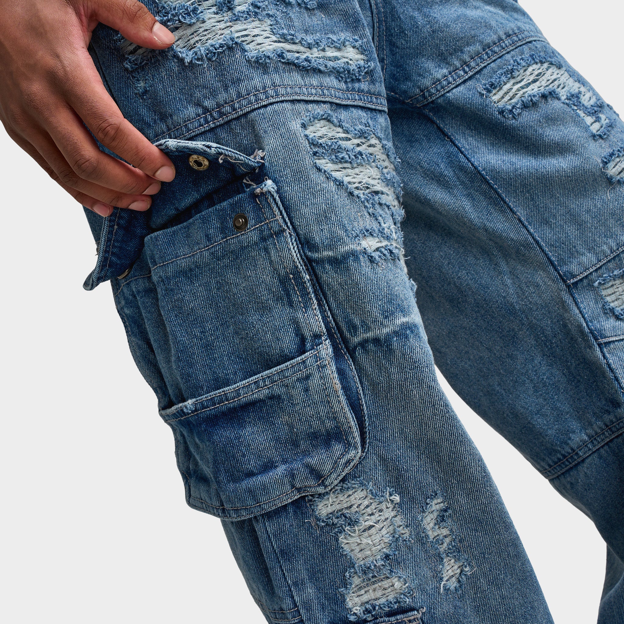 Jordan Craig Brian Rip & Repair Jeans / Aged Wash - Image 6