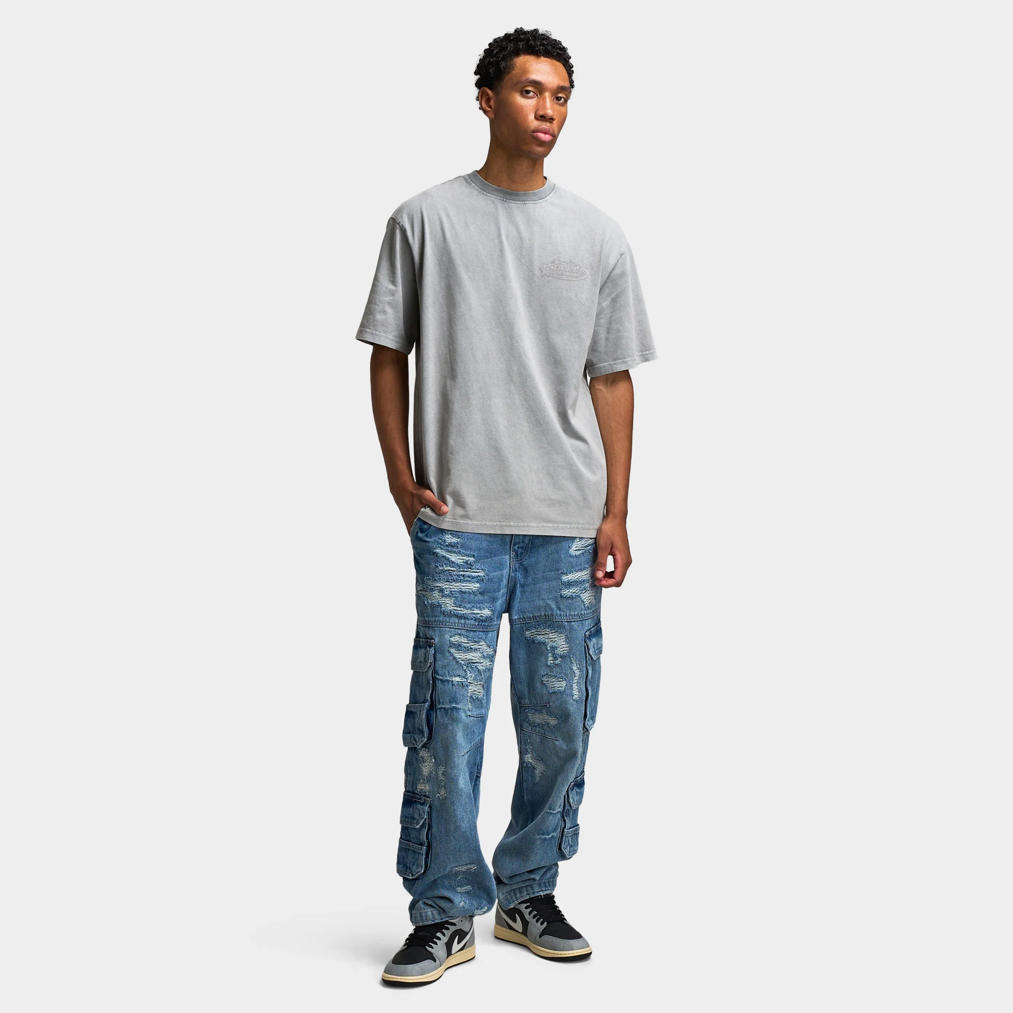 Jordan Craig Brian Rip & Repair Jeans / Aged Wash - Image 7