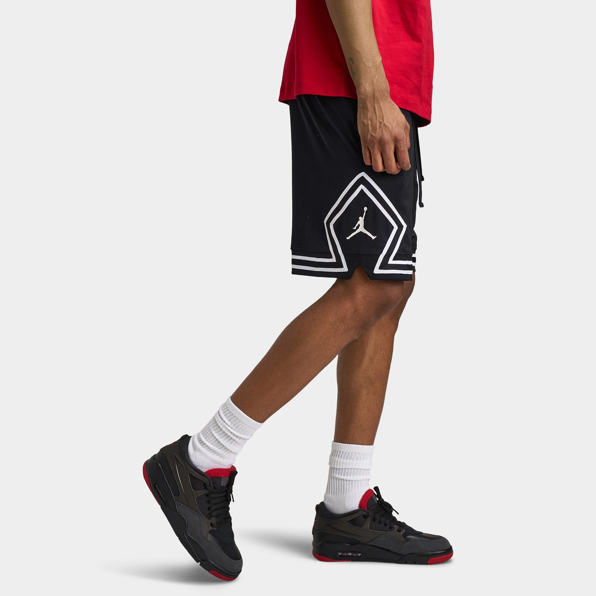 Jordan Dri-FIT Mesh Diamond Shorts Black / White - White - Image 4