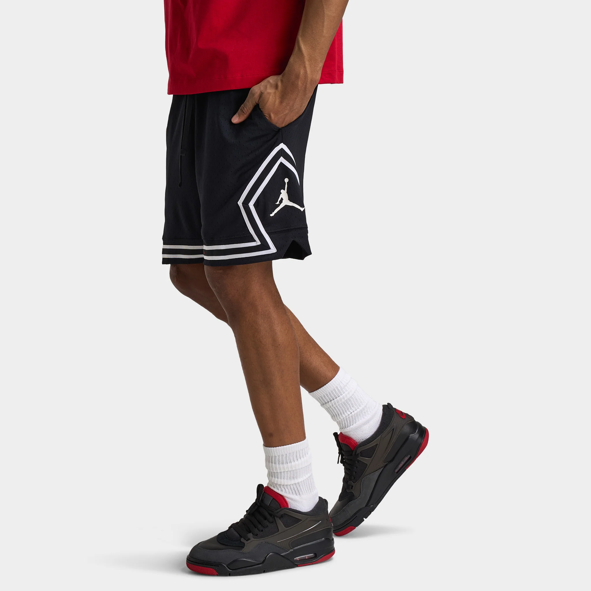 Jordan Dri-FIT Mesh Diamond Shorts Black / White - White - Image 5