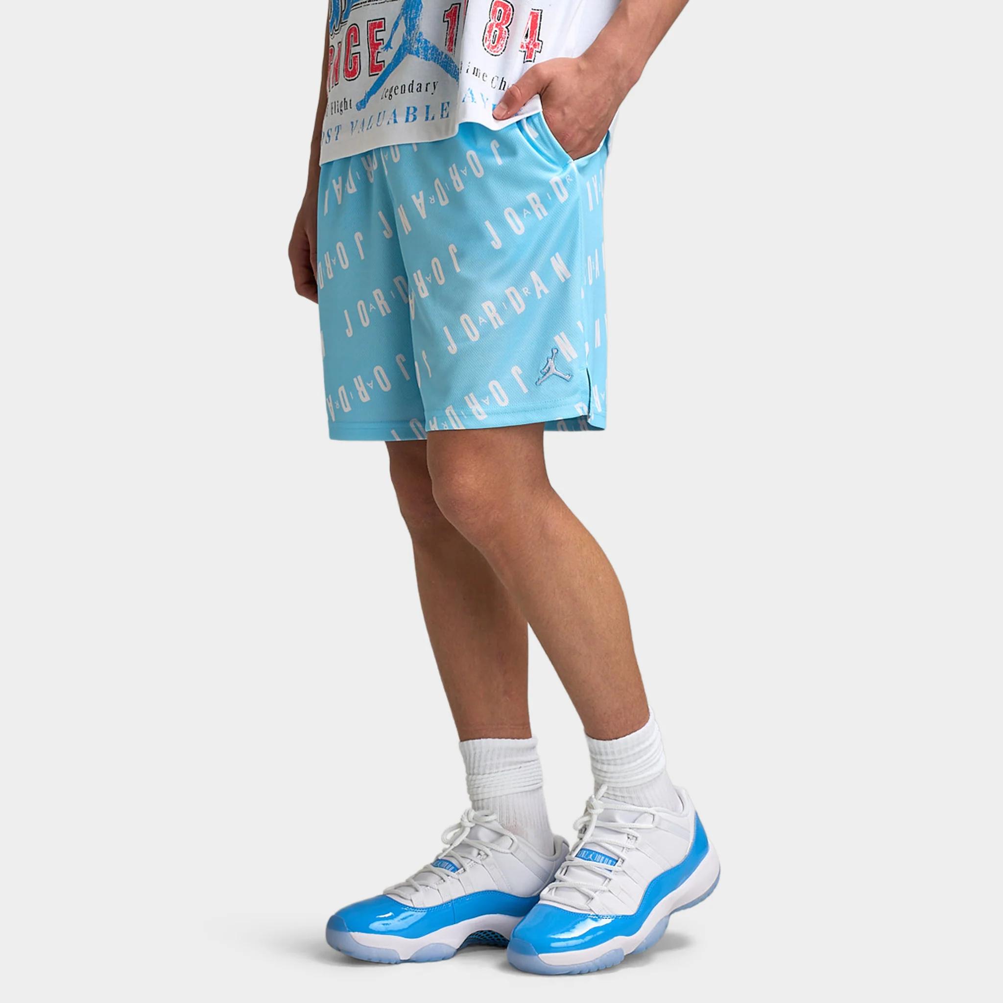 Jordan Juniors' AOP Logo Mesh Shorts / Blue Chill - Image 2