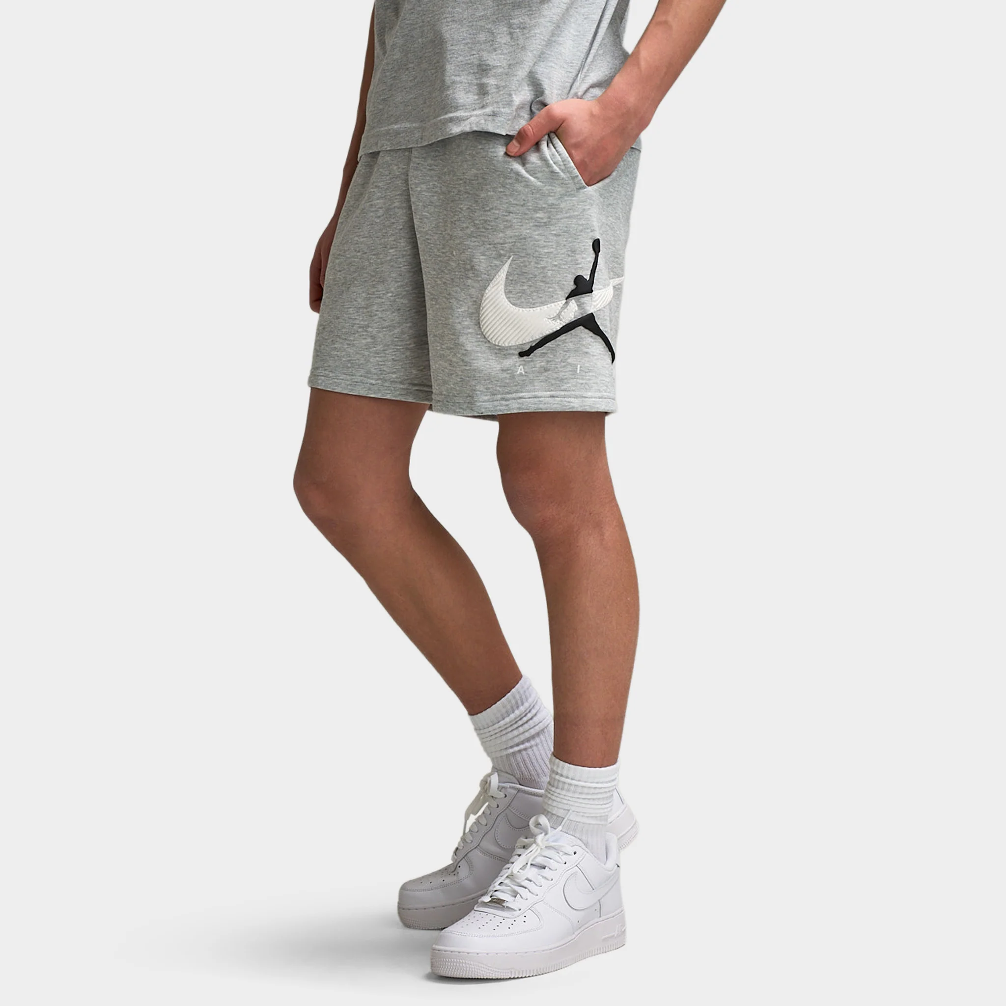 Jordan Juniors' Brand Arch Fleece Shorts / Light Grey Heather - Image 2