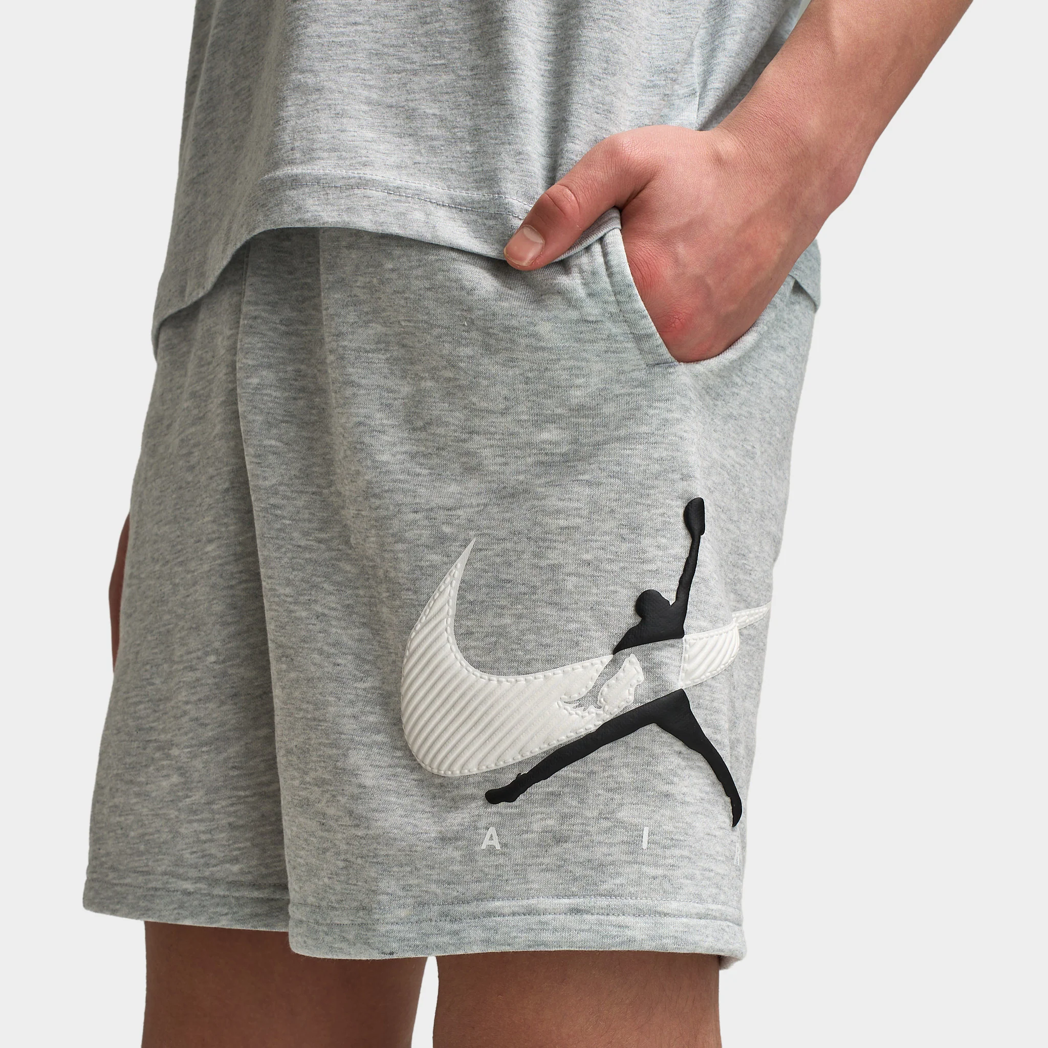 Jordan Juniors' Brand Arch Fleece Shorts / Light Grey Heather - Image 5