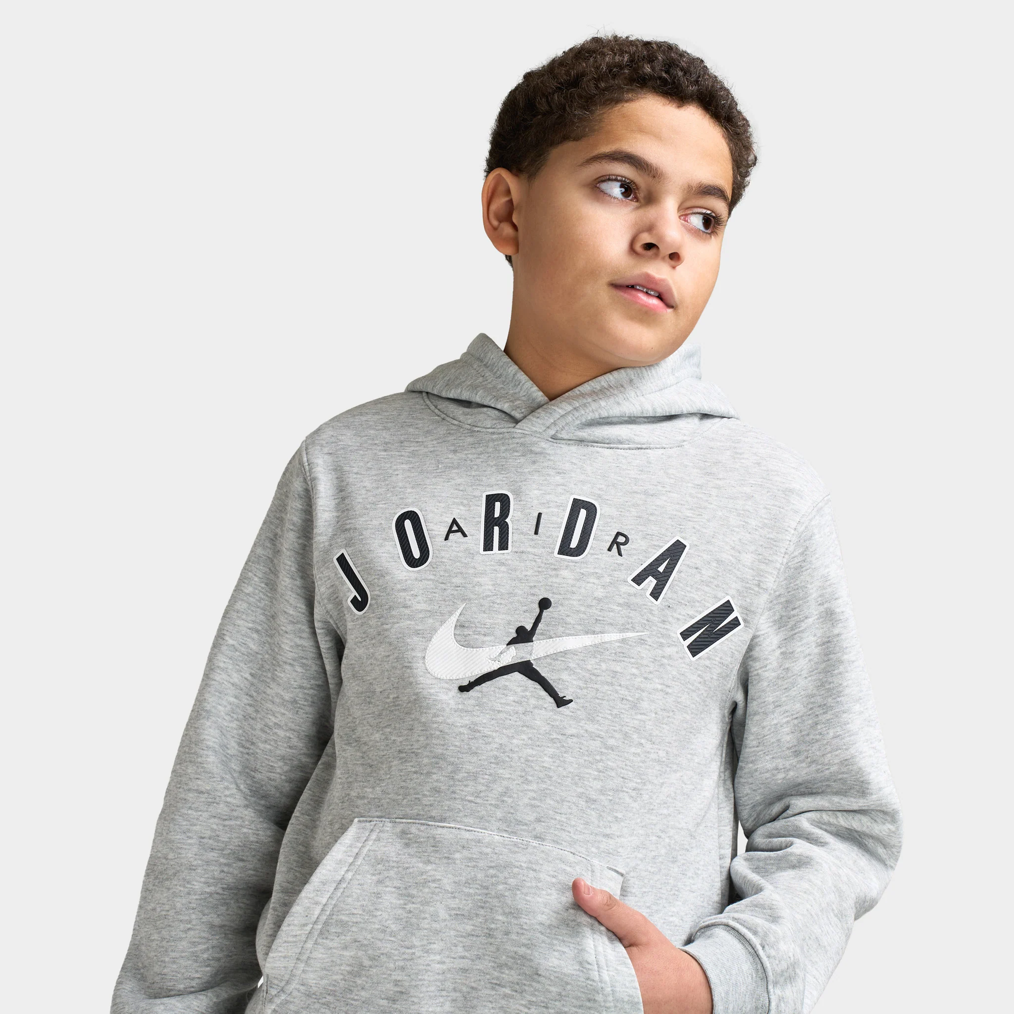 Jordan Juniors' Brand Arch Pullover Hoodie / Grey Marl - Image 2