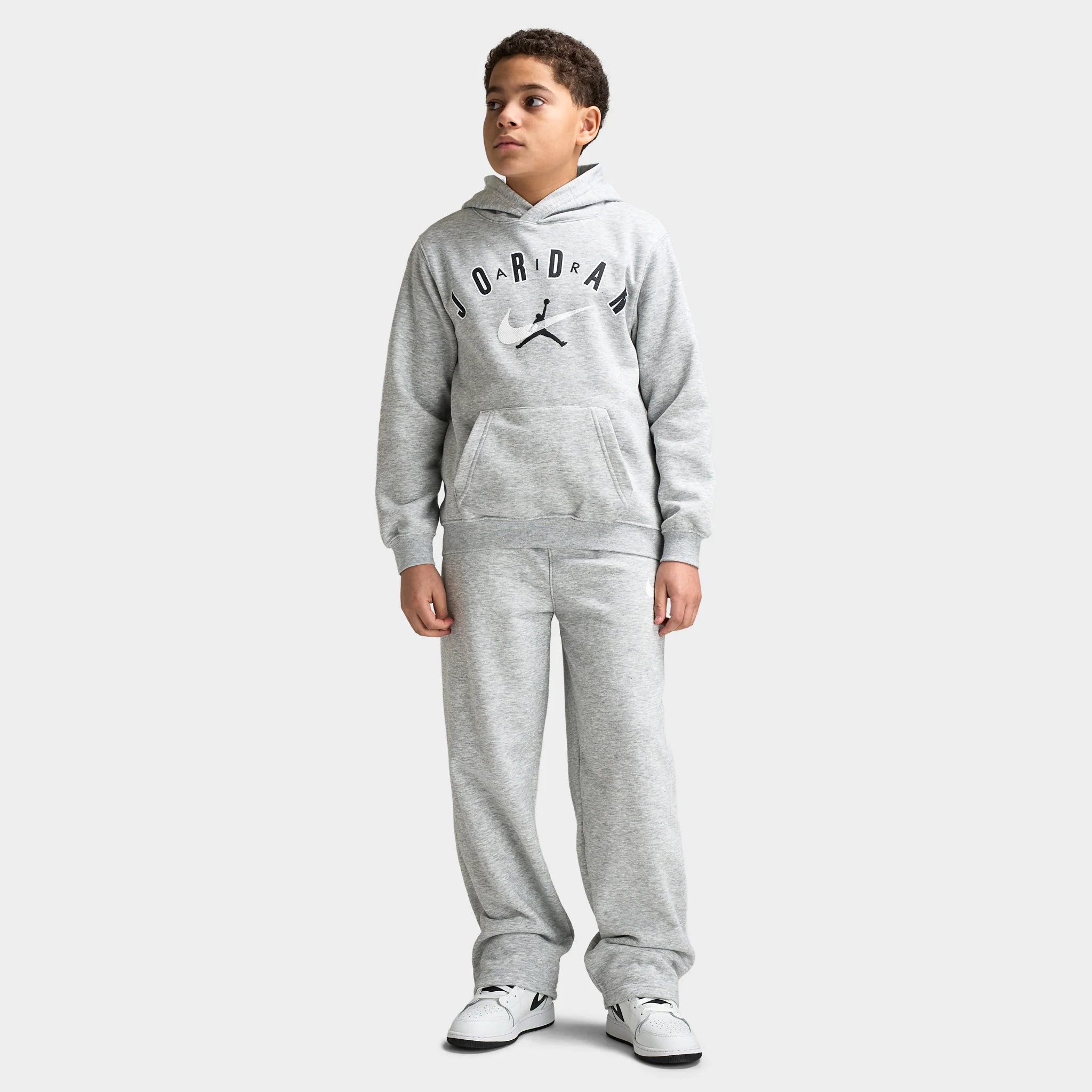 Jordan Juniors' Brand Arch Pullover Hoodie / Grey Marl - Image 5