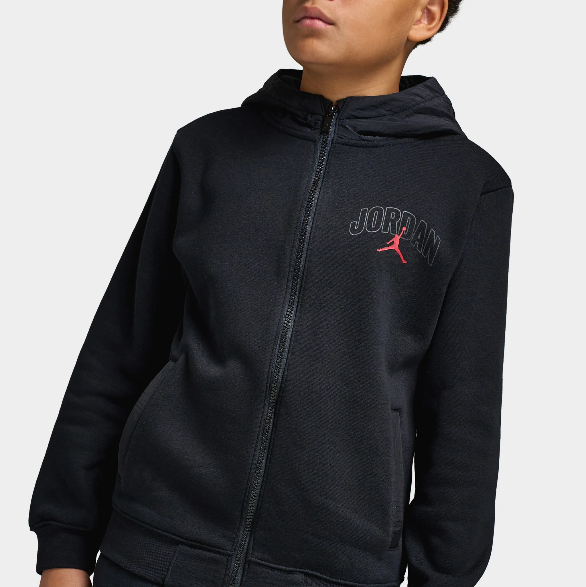 Jordan Juniors' Fleece Ripstop Fullzip Set / Black - Image 3