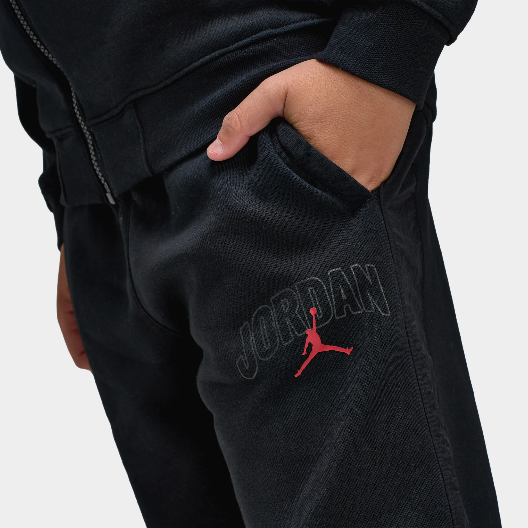 Jordan Juniors' Fleece Ripstop Fullzip Set / Black - Image 5