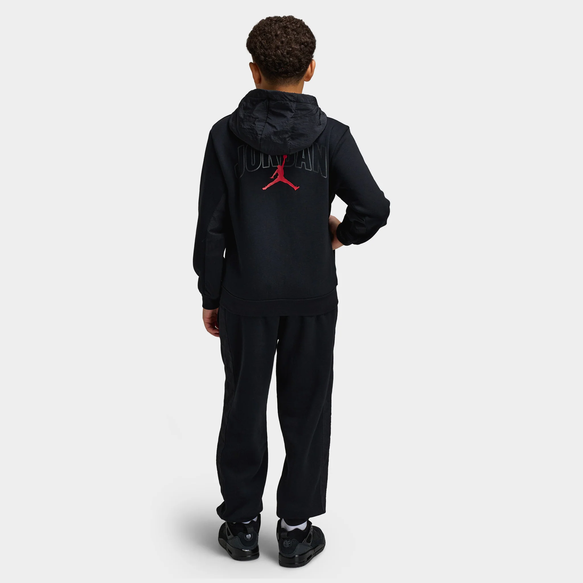 Jordan Juniors' Fleece Ripstop Fullzip Set / Black - Image 6