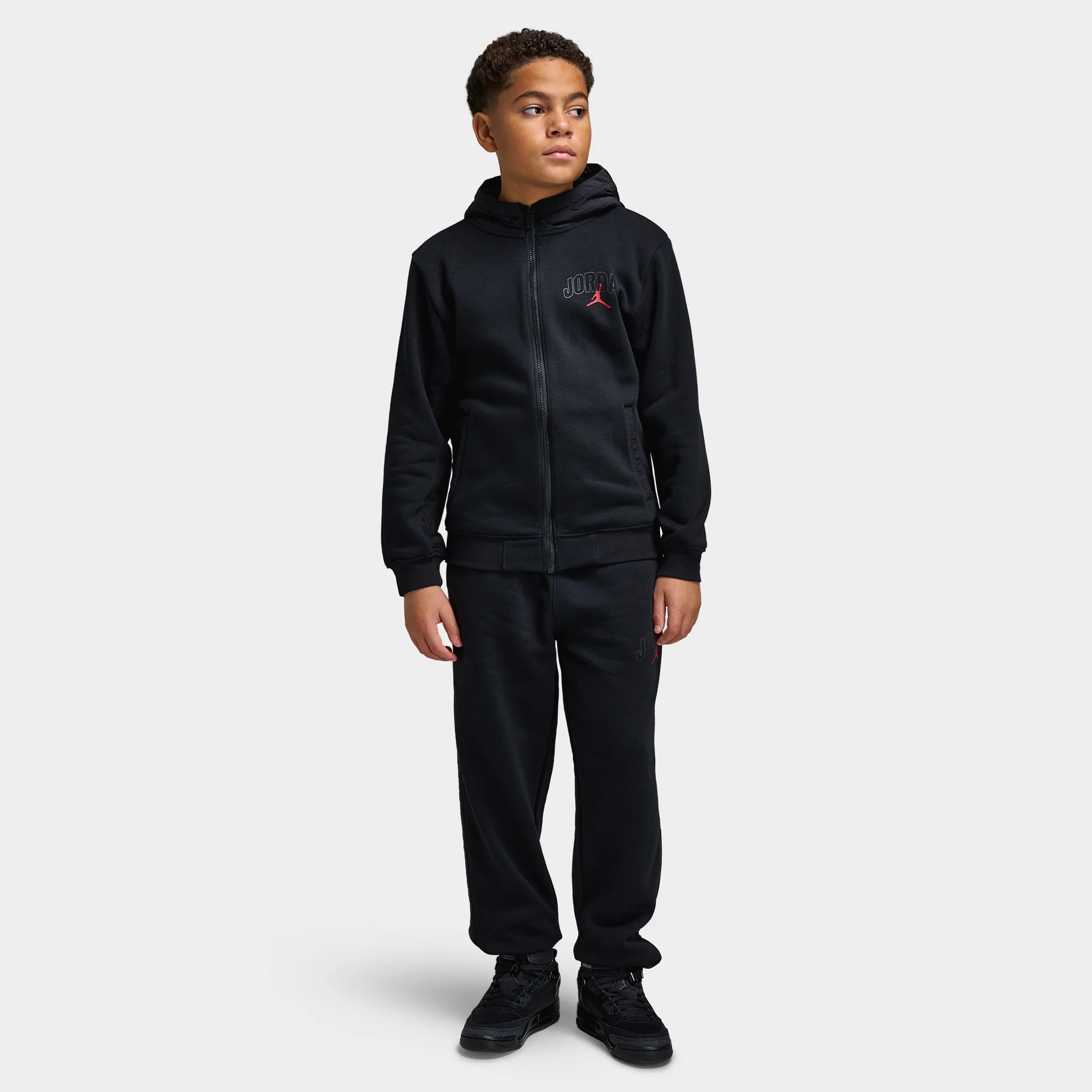 Jordan Juniors' Fleece Ripstop Fullzip Set / Black - Image 7