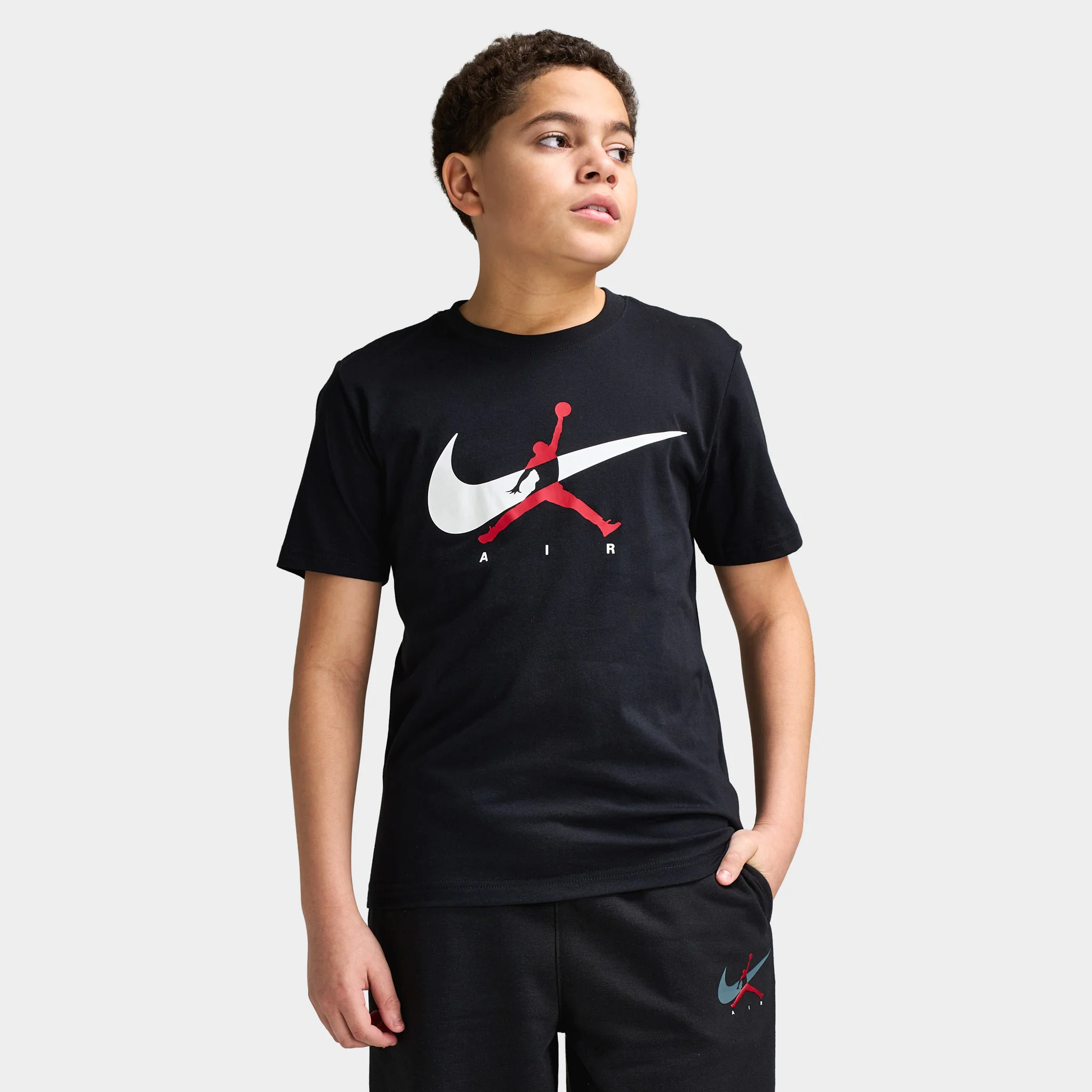 Jordan Juniors' Jumpman Swoosh Intersection T-Shirt / Black - Image 2
