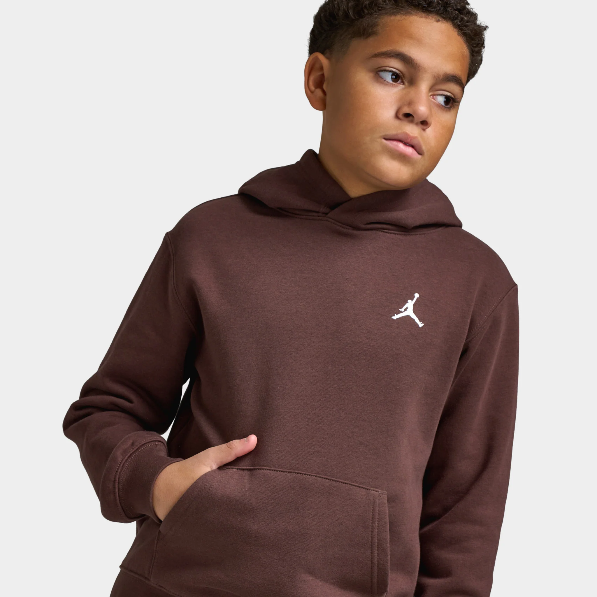 Jordan Juniors' MJ Brooklyn Fleece Pullover Hoodie / Baroque Brown - Image 3