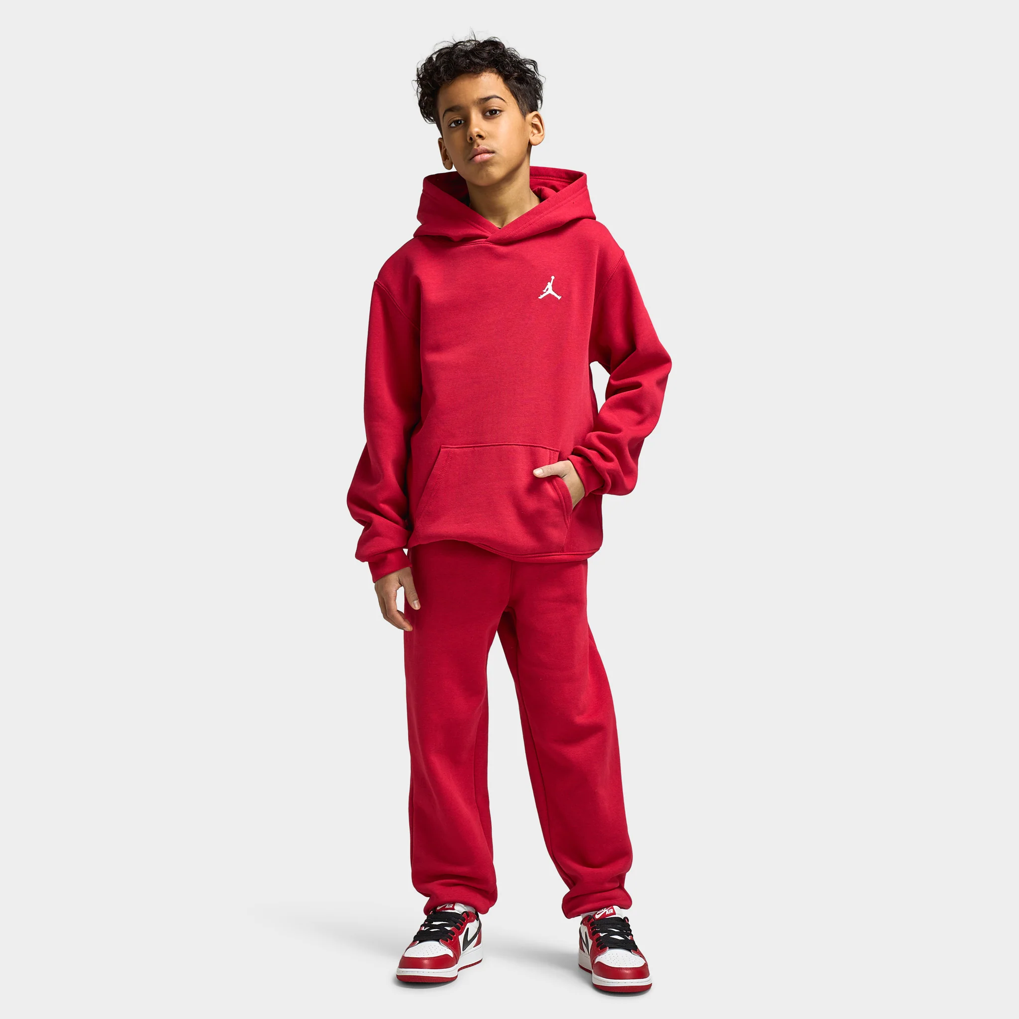 Jordan Juniors' MJ Brooklyn Fleece Pullover Hoodie / Gym Red - Image 5