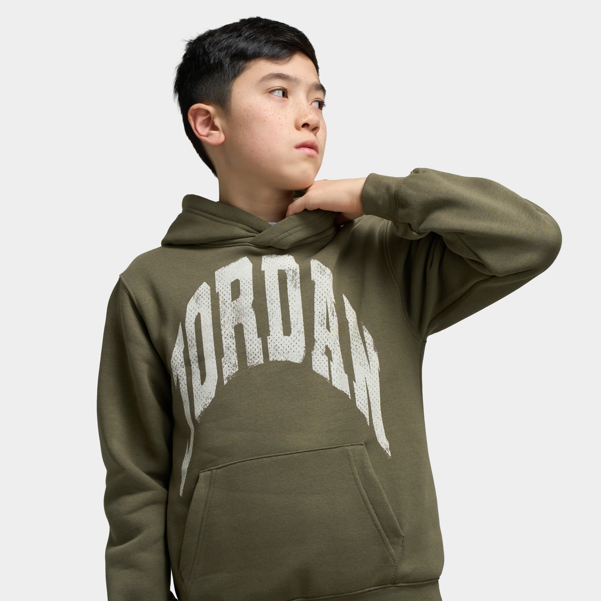 Jordan Juniors' MJ MVP Fleece Pullover Hoodie / Medium Olive - Image 2