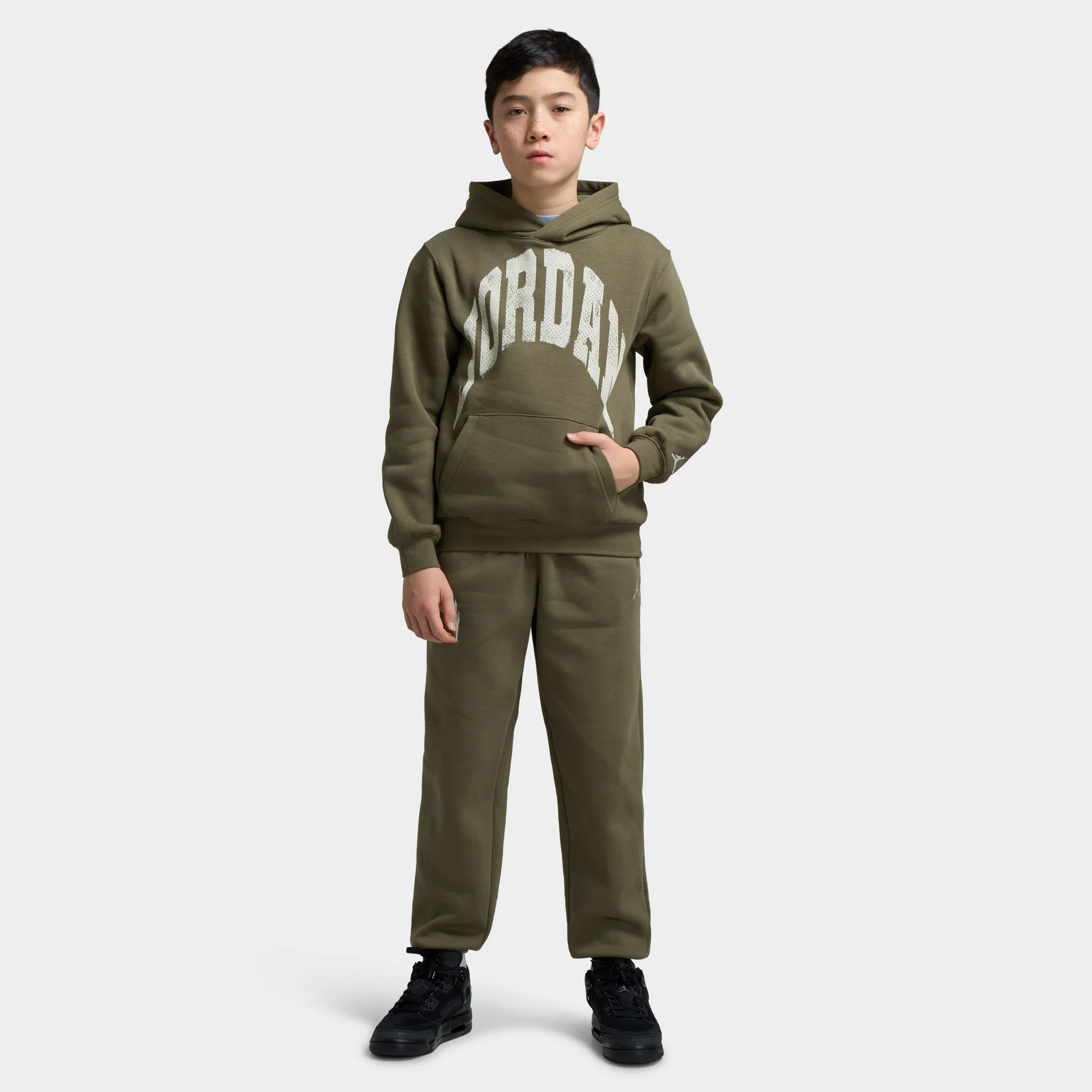 Jordan Juniors' MJ MVP Fleece Pullover Hoodie / Medium Olive - Image 6