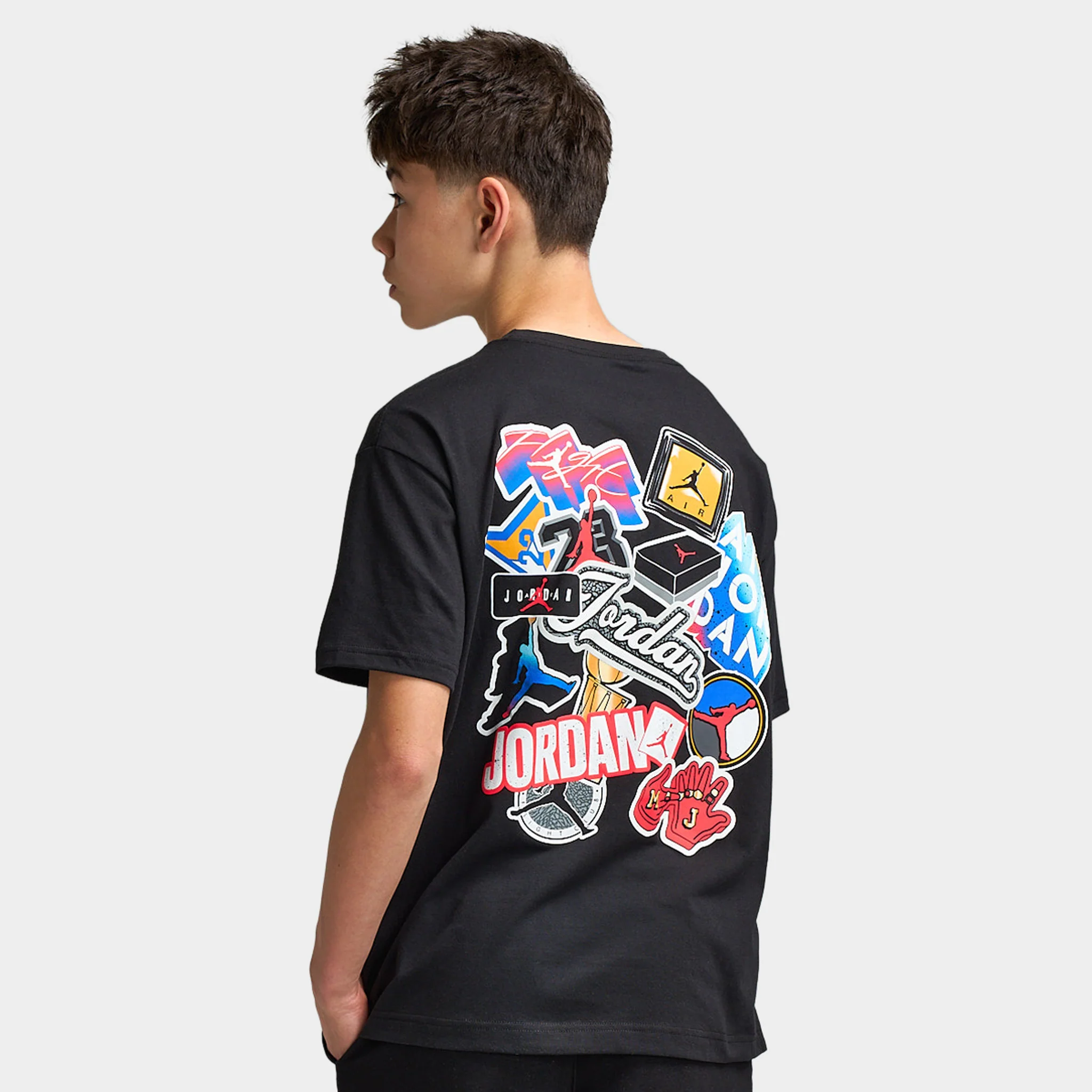 Jordan Juniors' Sticker Pack T-Shirt / Black - Image 2