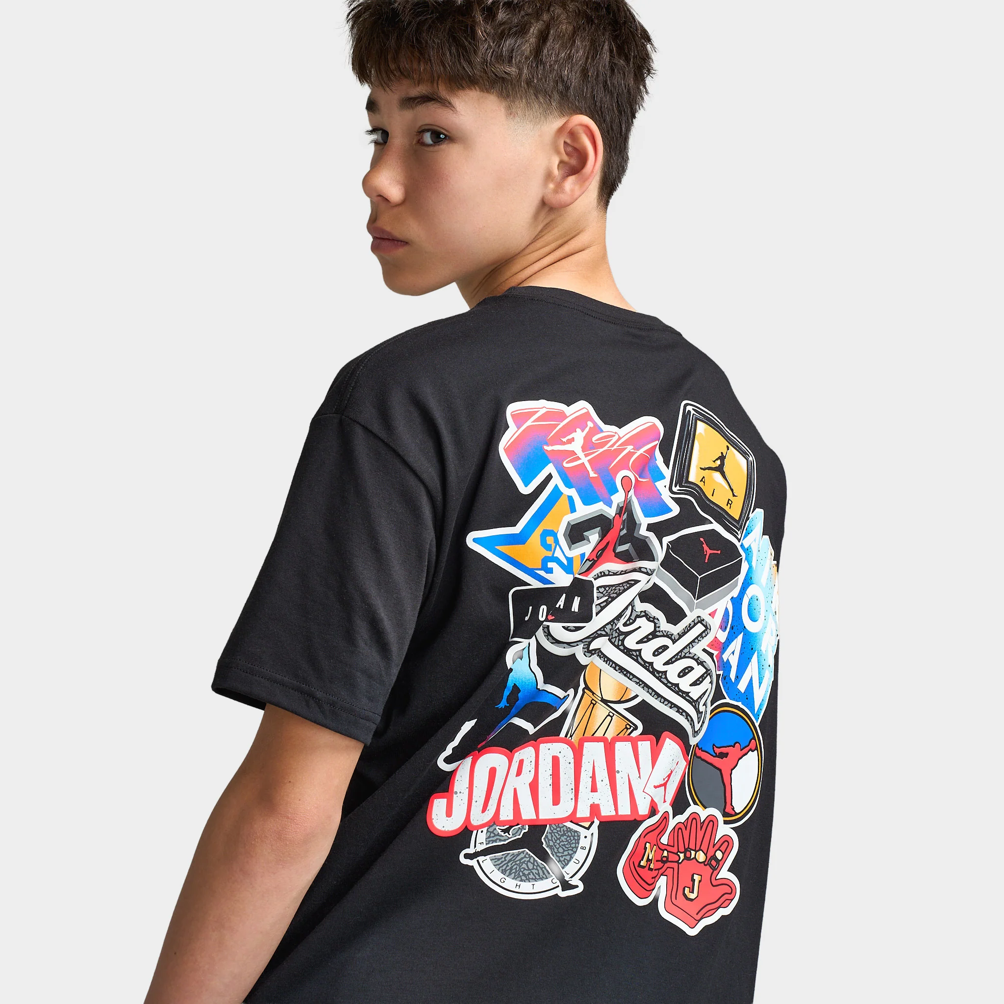 Jordan Juniors' Sticker Pack T-Shirt / Black - Image 4
