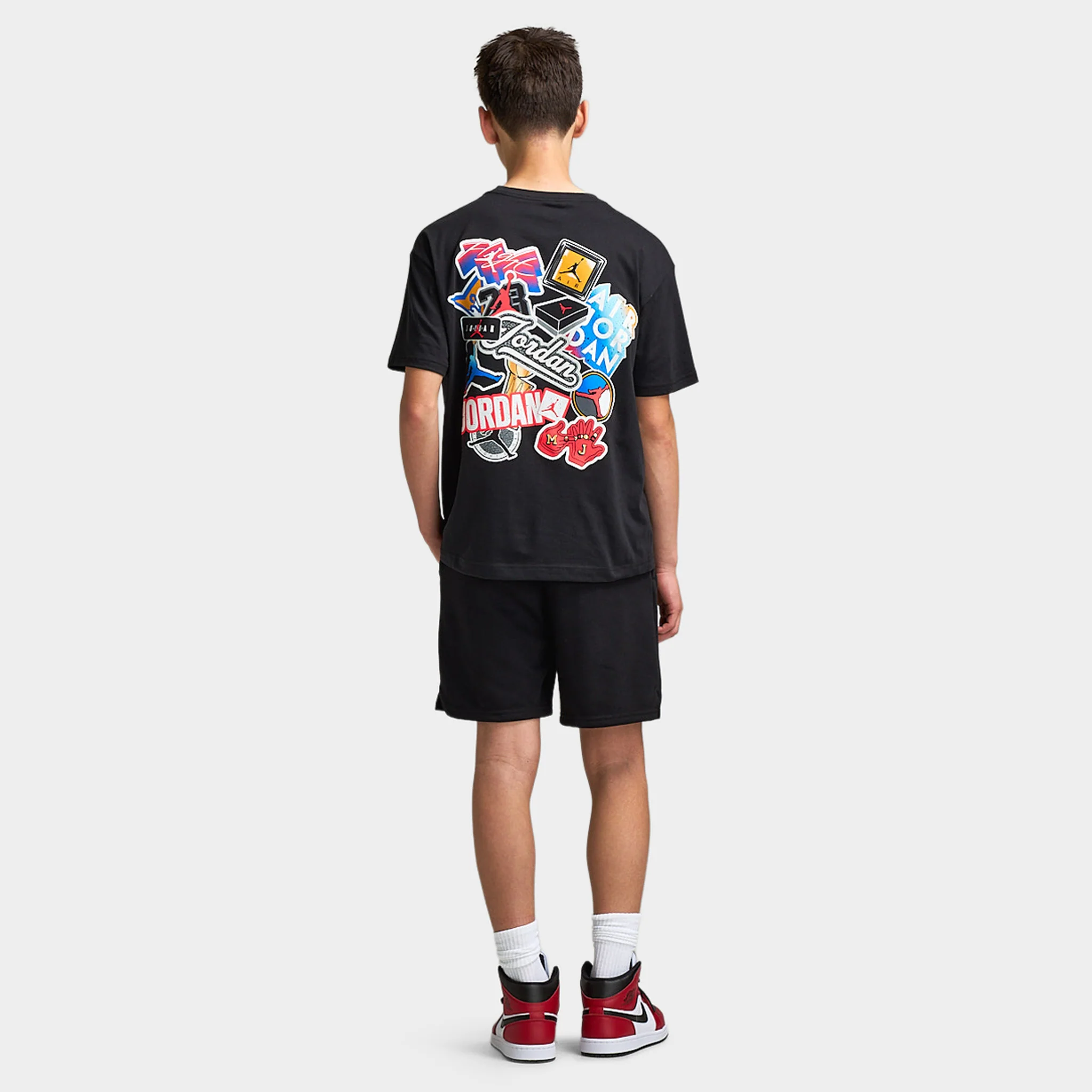 Jordan Juniors' Sticker Pack T-Shirt / Black - Image 6