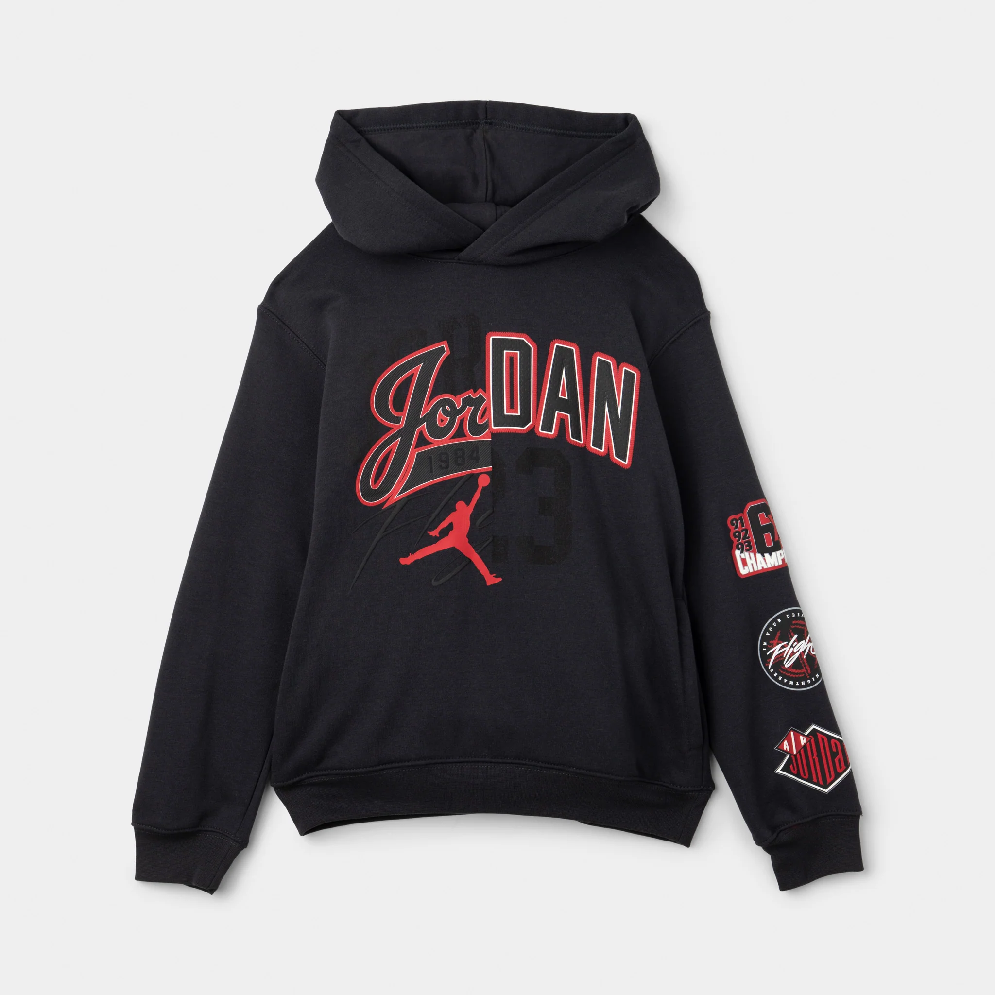 Jordan Juniors' Varsity Split Pullover Hoodie Off Noir / Gym Red - Image 6