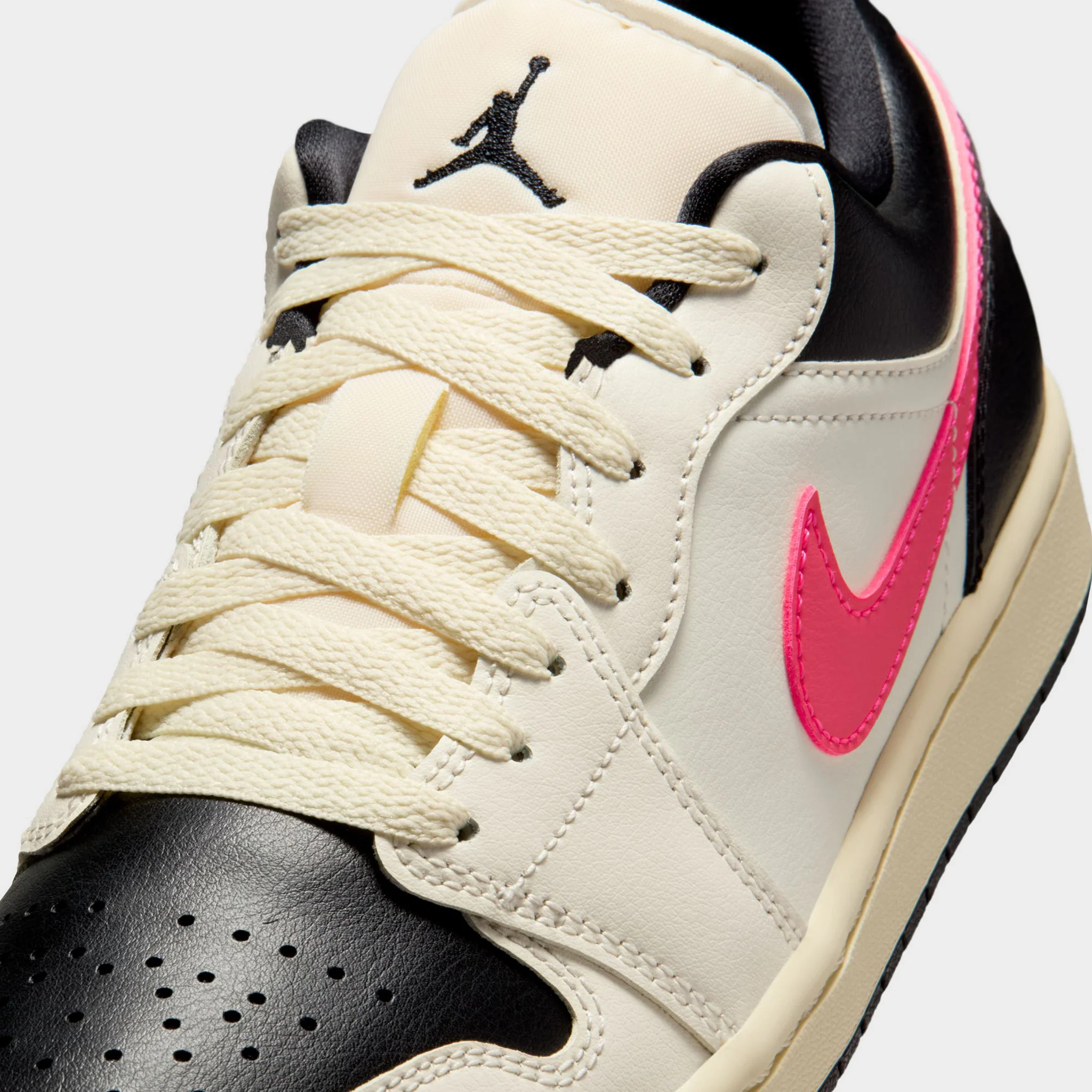 Jordan Women's 1 Low Pale Ivory / Racer Pink - Black - Image 3