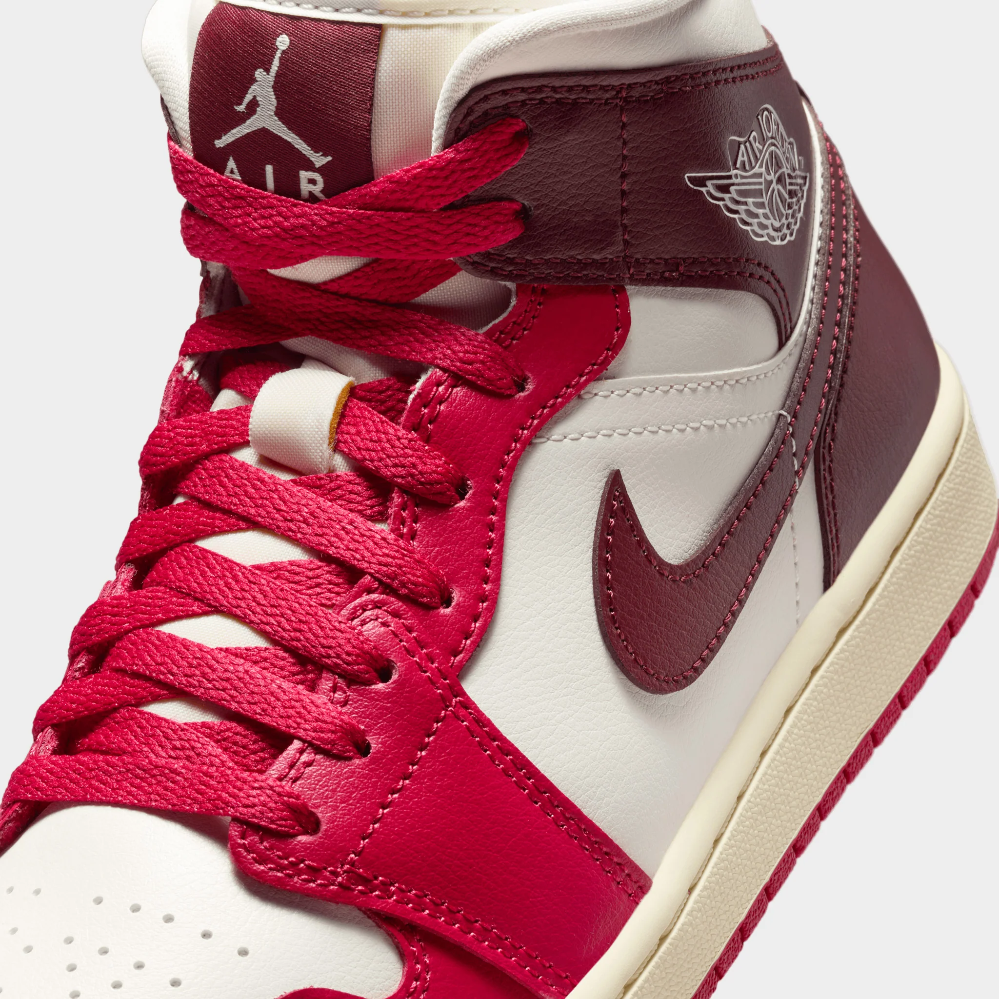 Jordan Women's 1 Mid Sail / Dark Team Red - Mystic Hibiscus - Image 3