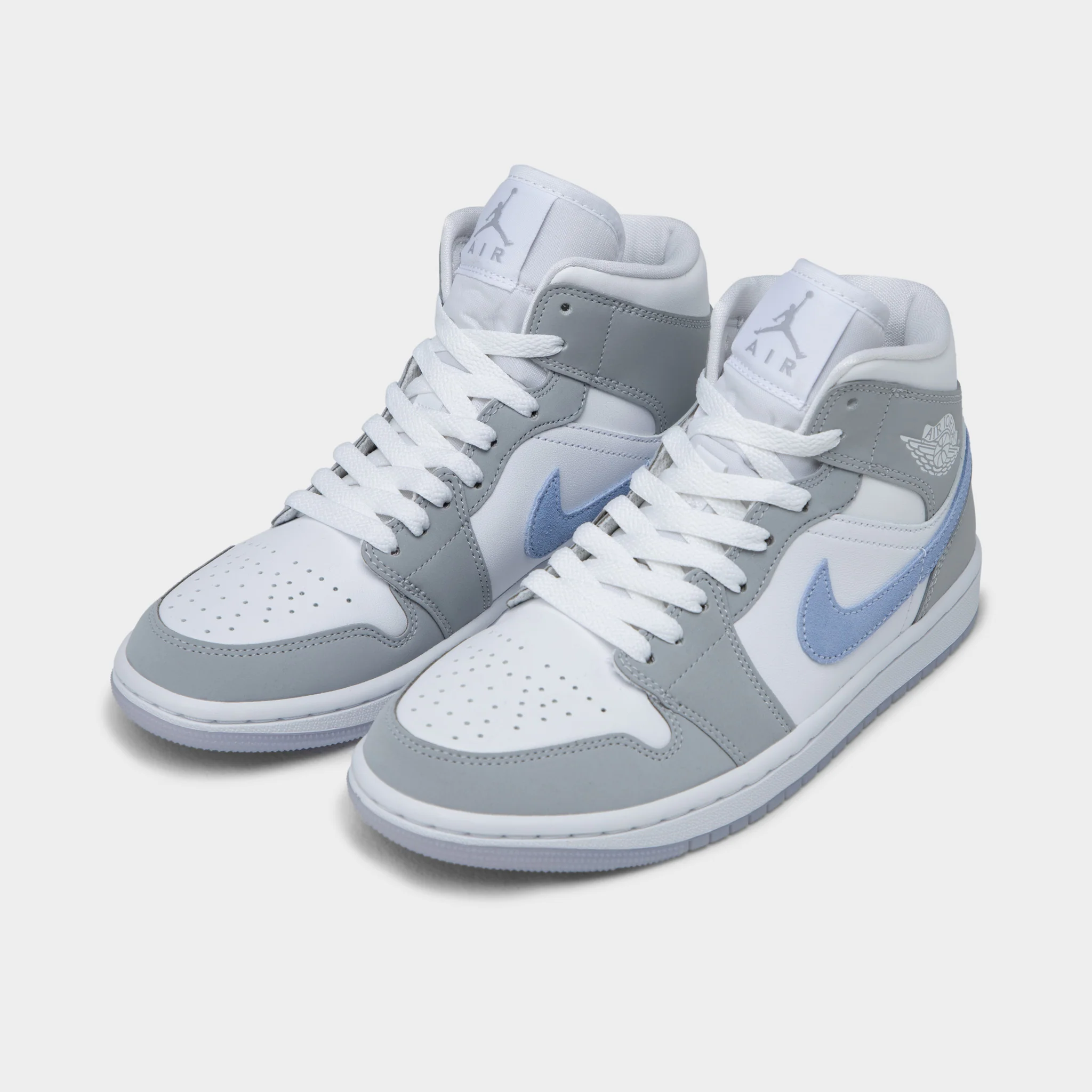 Jordan Women's 1 Mid White / Aluminum - Wolf Grey - Image 3