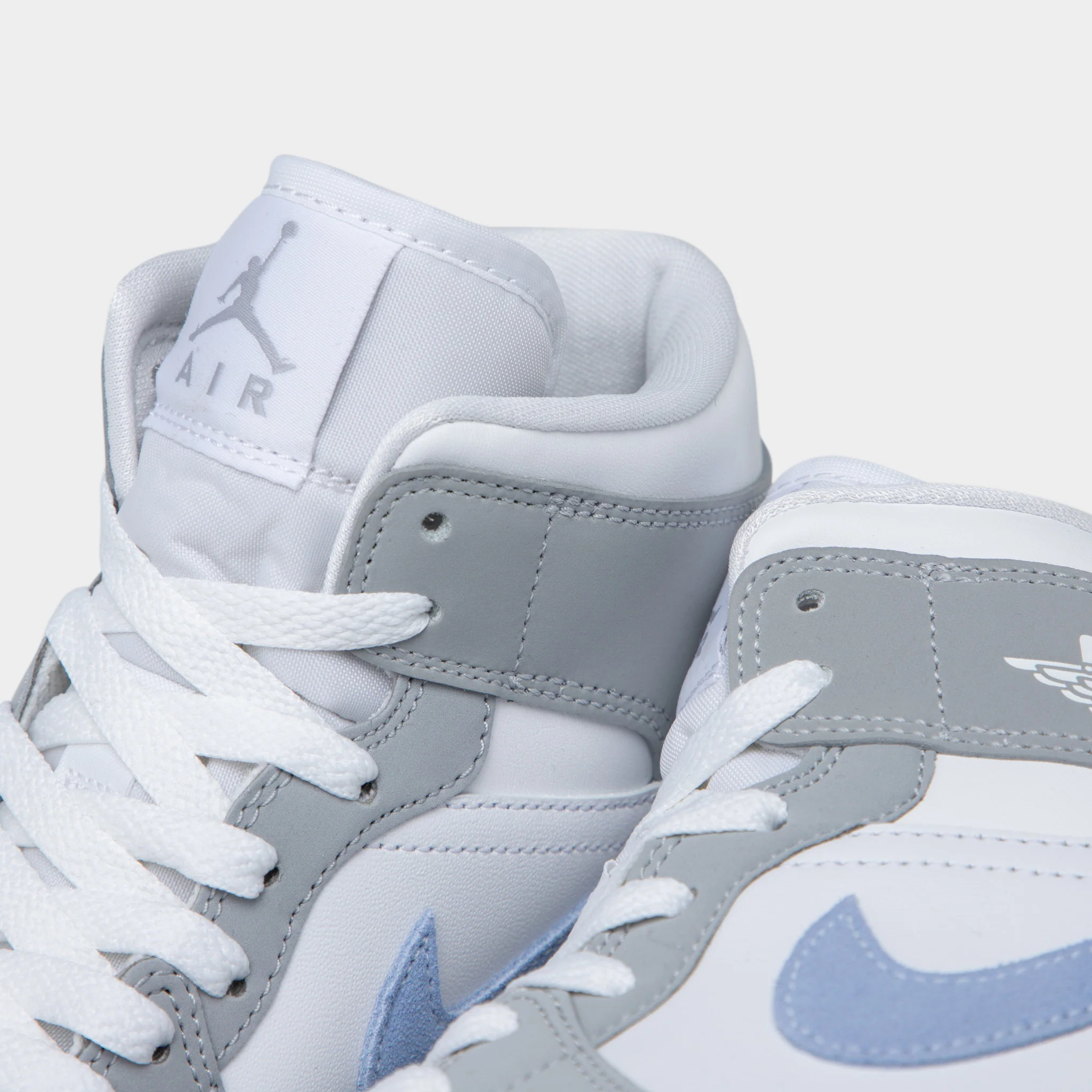 Jordan Women's 1 Mid White / Aluminum - Wolf Grey - Image 6